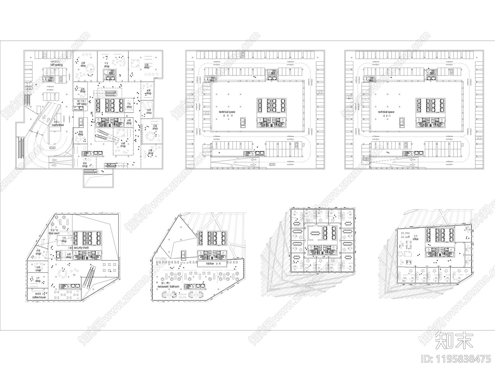 现代极简办公楼建筑施工图下载【ID:1195838475】