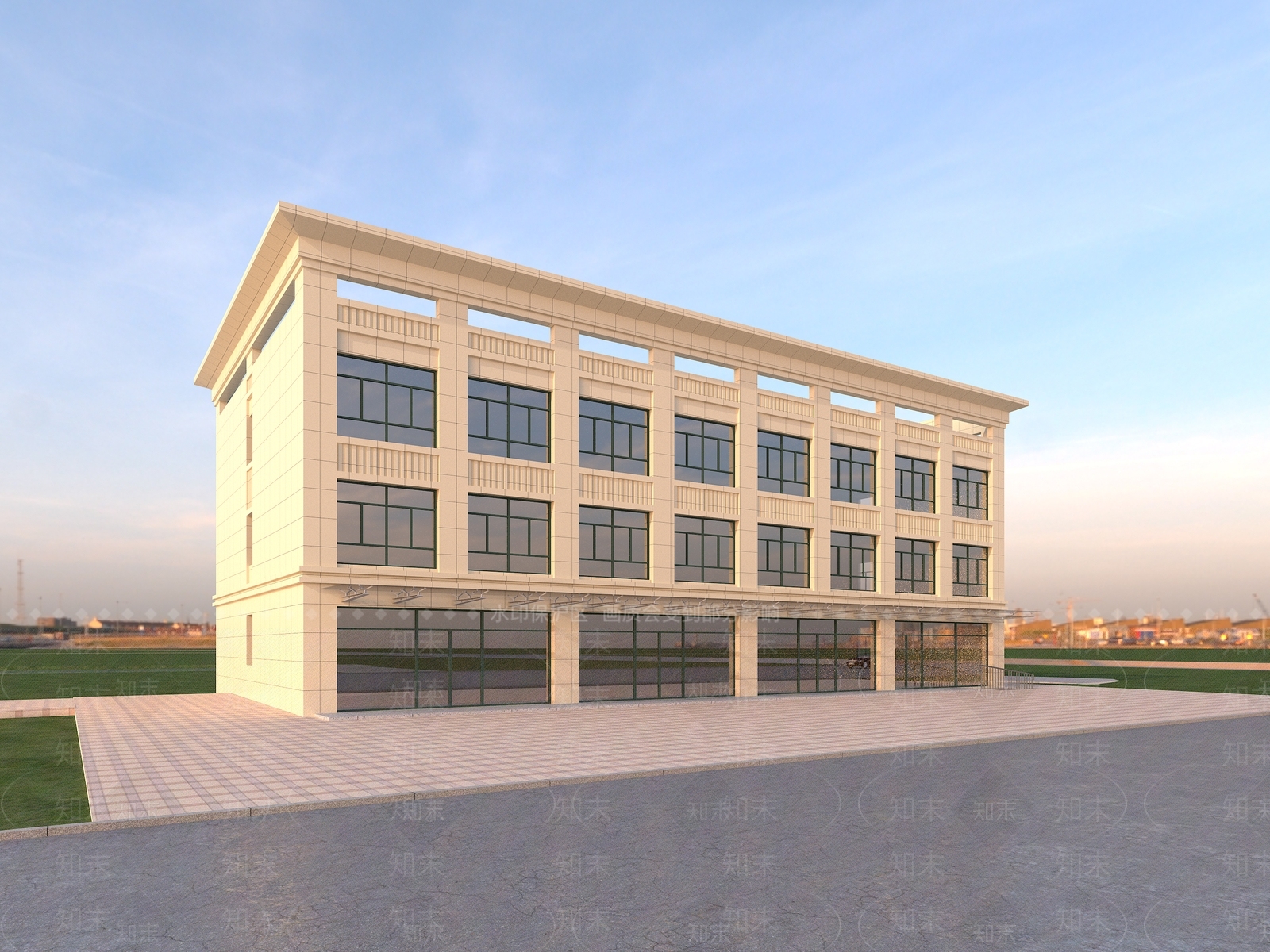 现代商业街3D模型下载【ID:1195842024】