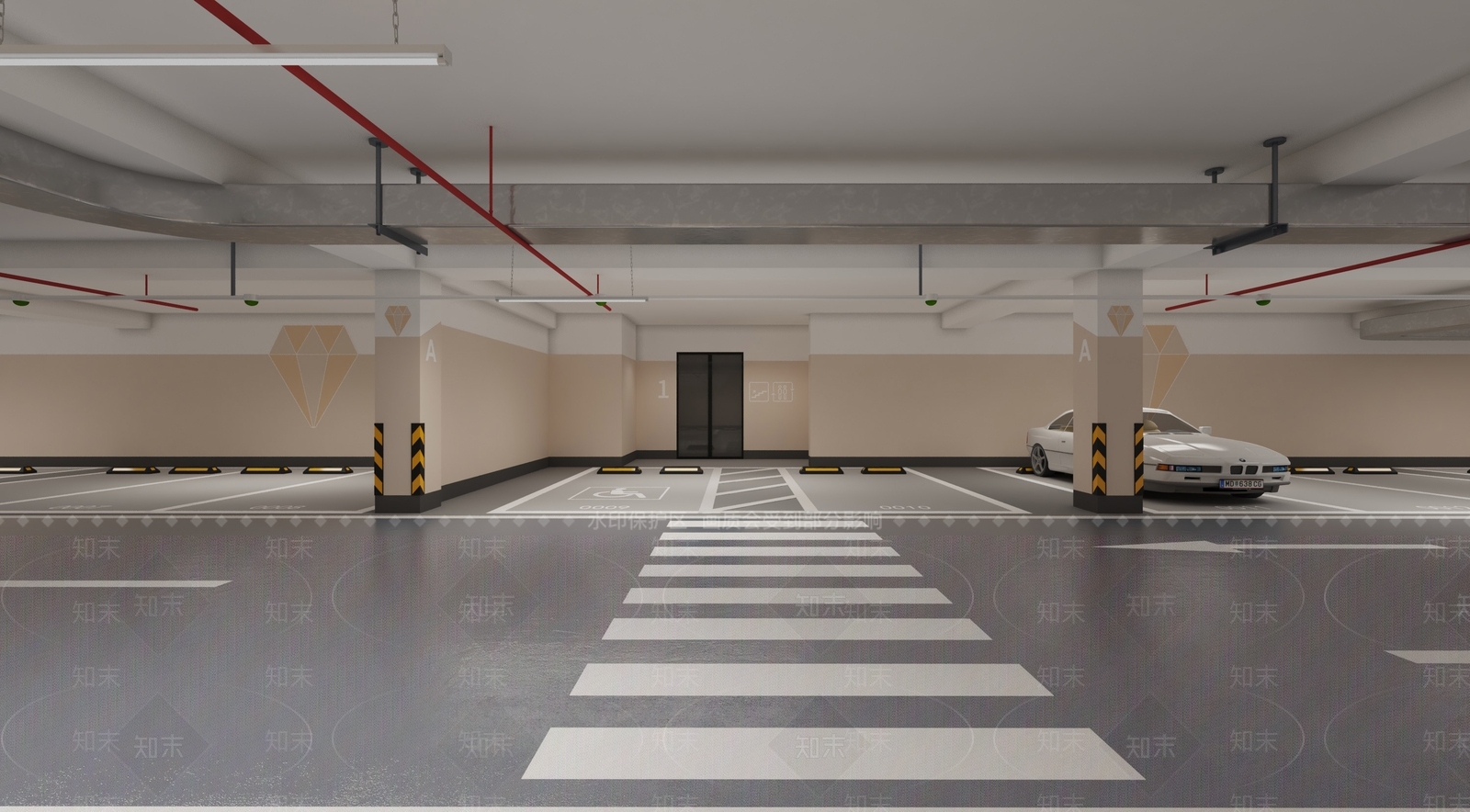现代室内停车场3D模型下载【ID:1195842916】