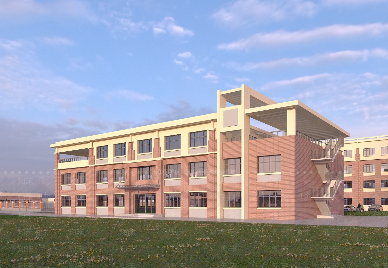 现代学校外观3D模型下载【ID:1195843395】