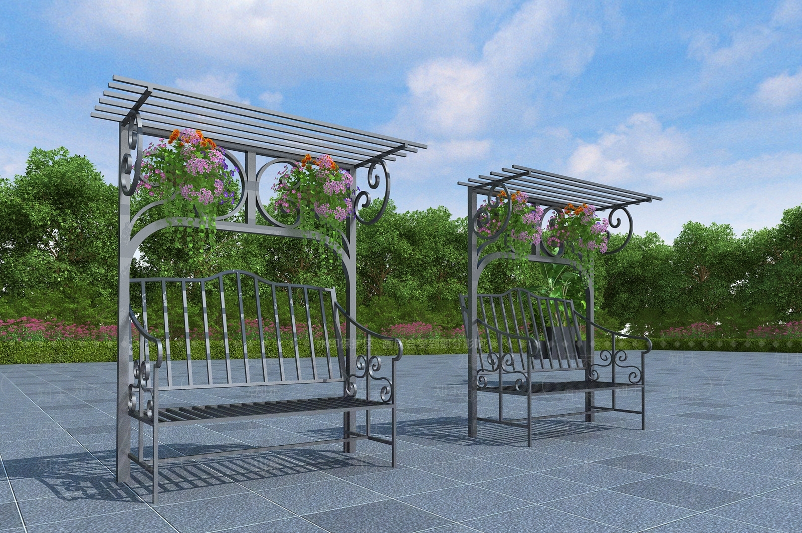 现代廊架3D模型下载【ID:1195843999】