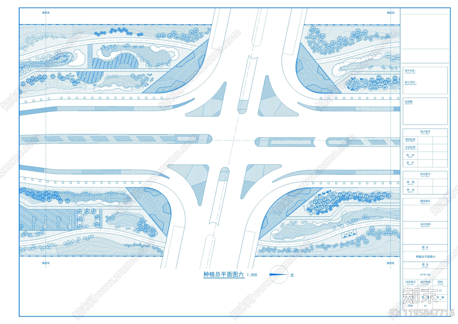 现代道路绿化cad施工图下载【ID:1195847716】