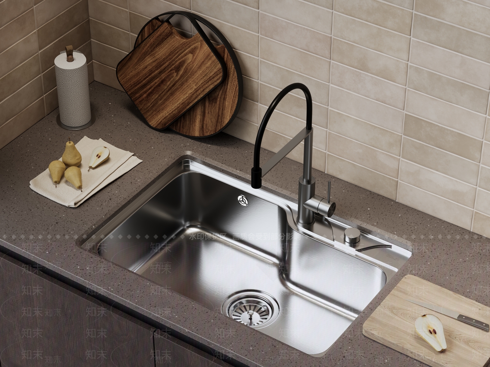 现代轻奢水槽SU模型下载【ID:1195847666】