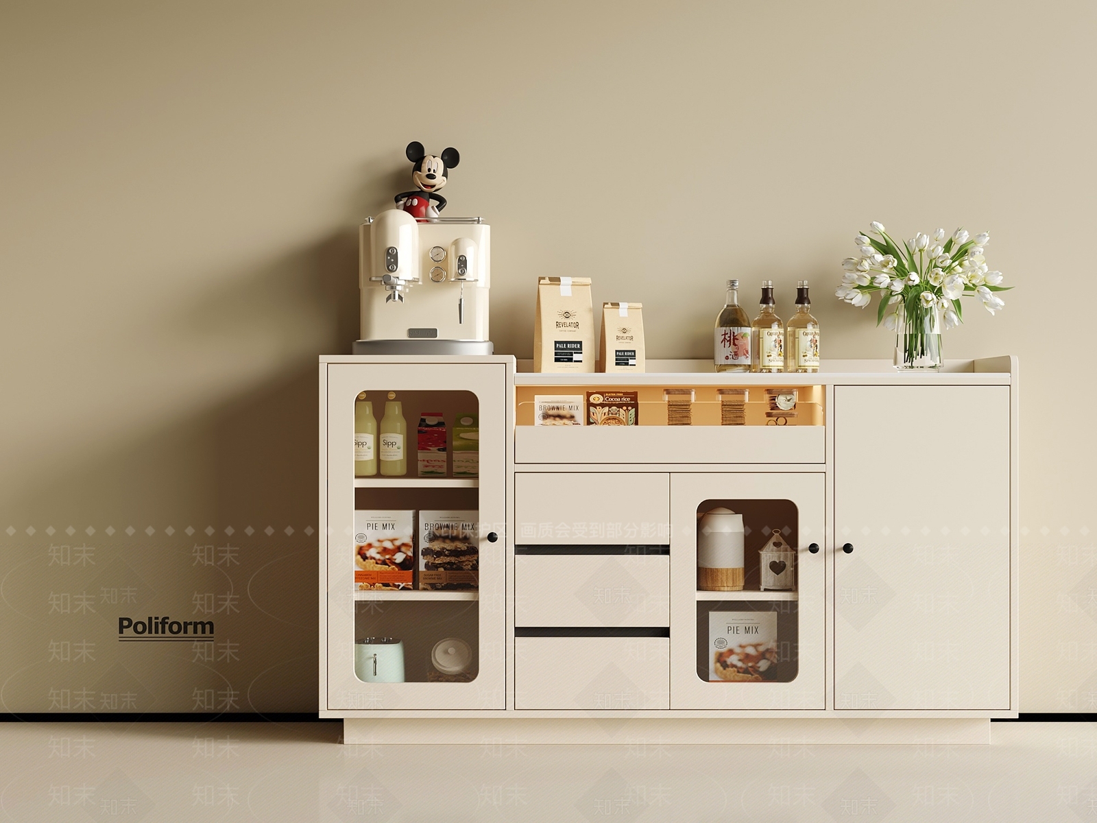 现代奶油其他柜子3D模型下载【ID:1195848027】