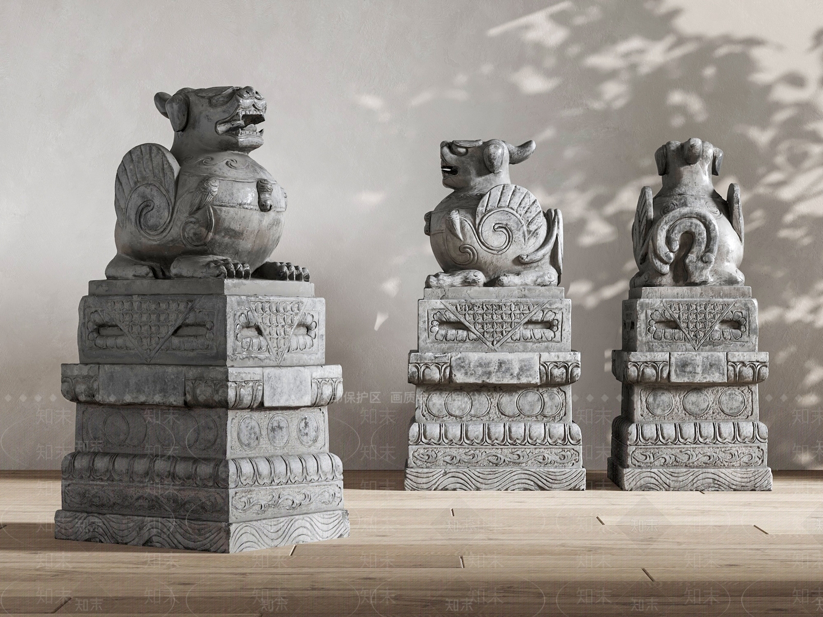 新中式中式柱子3D模型下载【ID:1195849366】