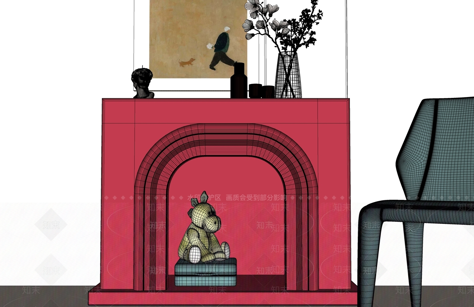 现代壁炉SU模型下载【ID:1195850758】