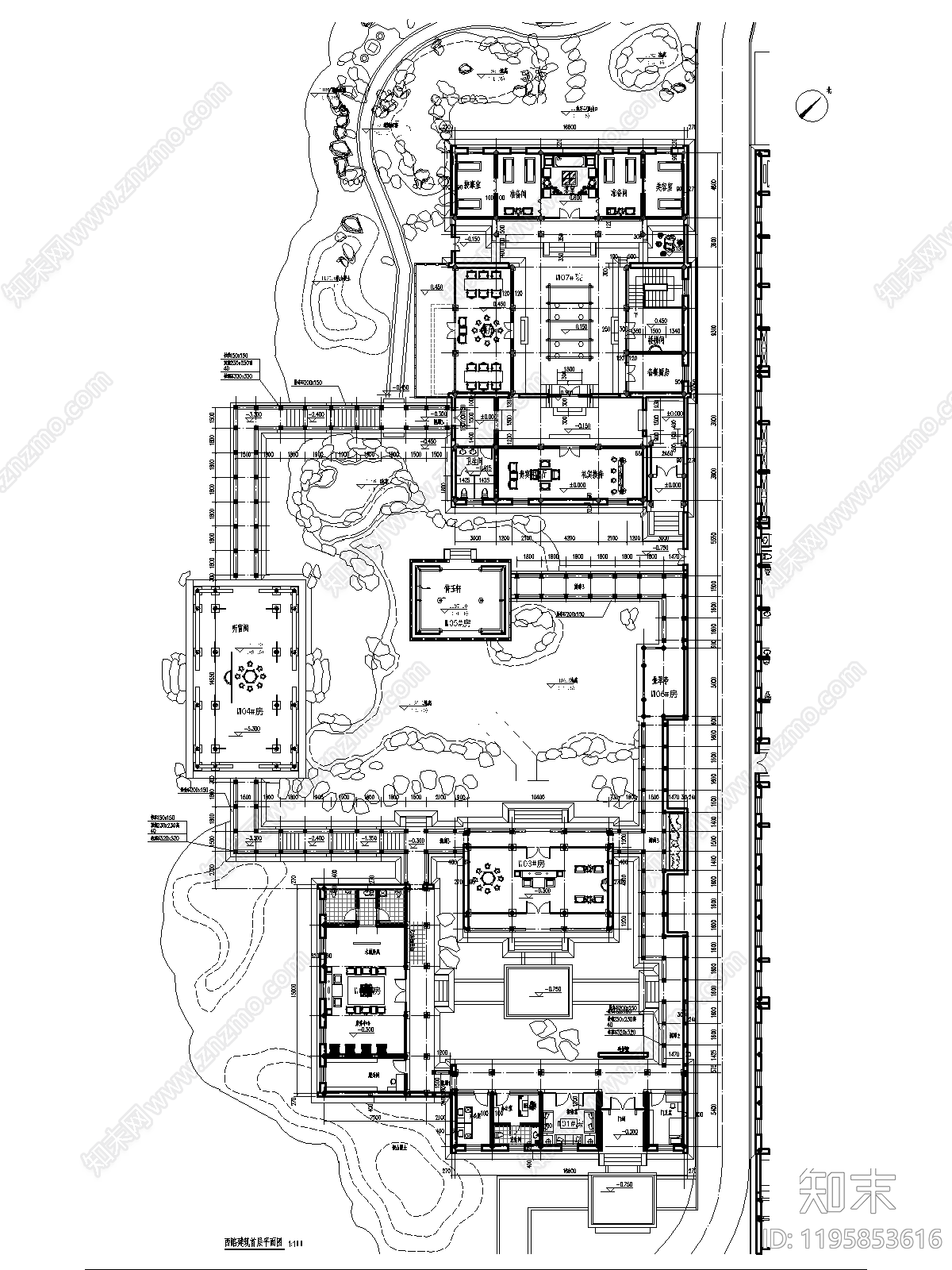 仿古建筑cad施工图下载【ID:1195853616】
