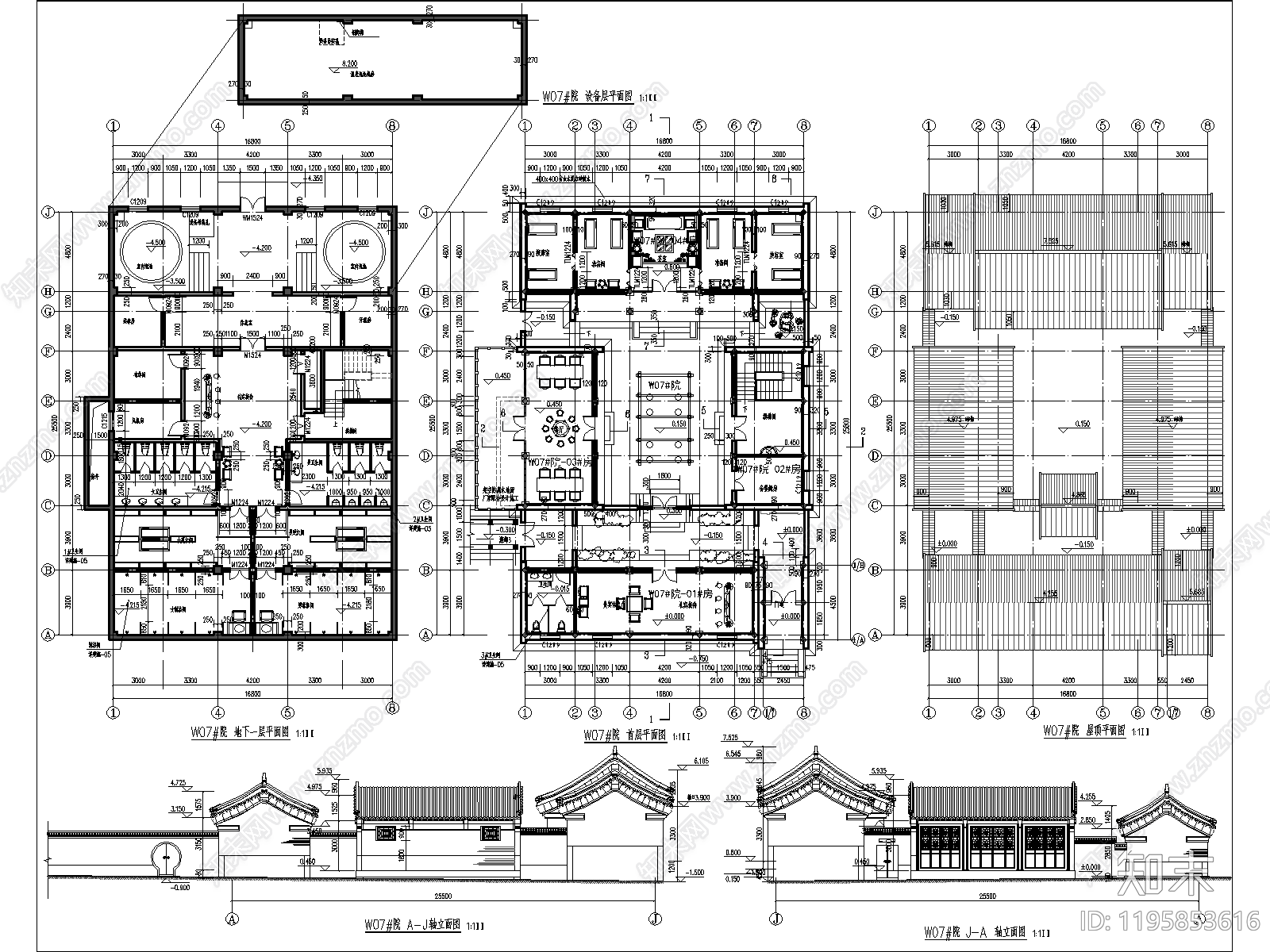 仿古建筑cad施工图下载【ID:1195853616】