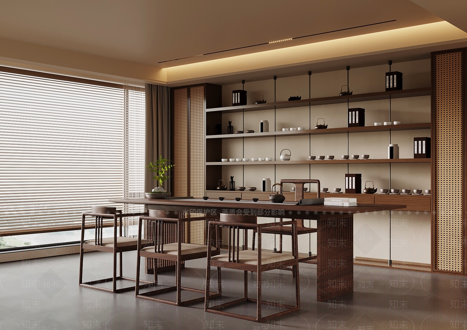 新中式茶室SU模型下载【ID:1195856773】