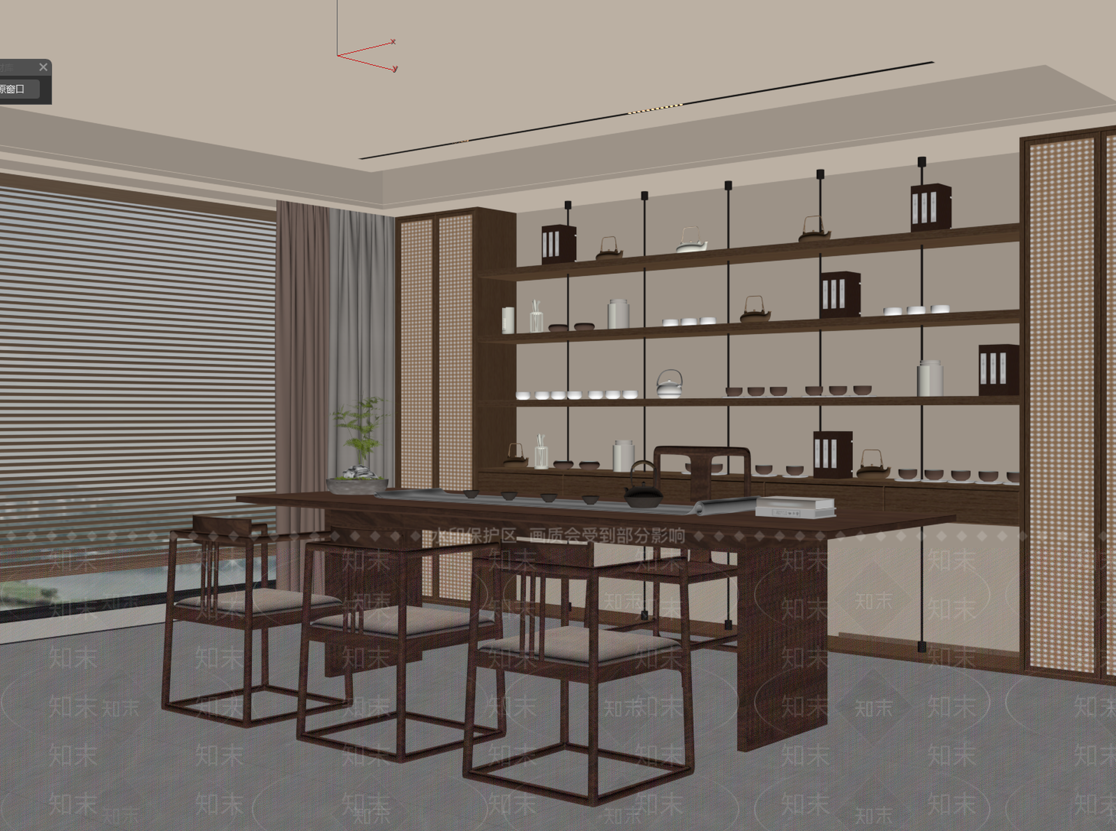 新中式茶室SU模型下载【ID:1195856773】