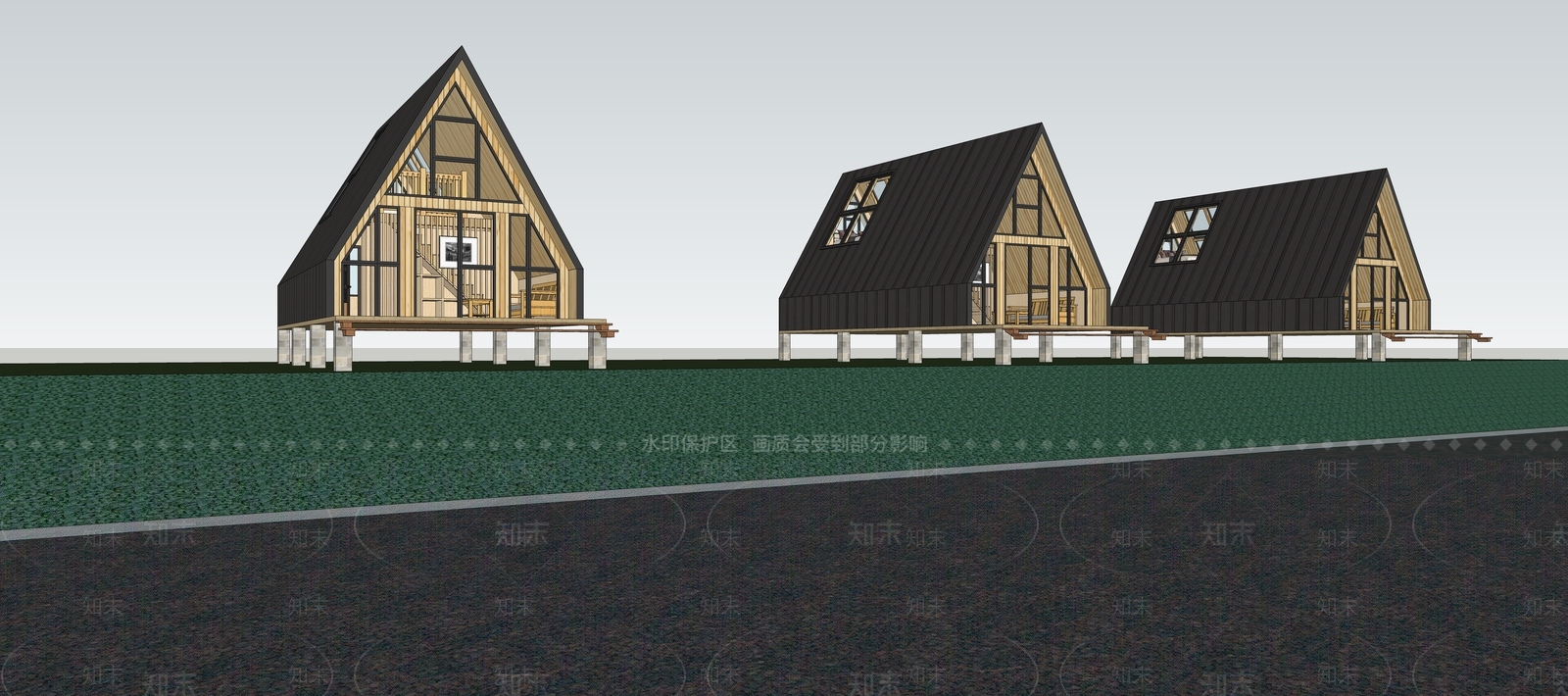 现代民宿建筑SU模型下载【ID:1195858039】
