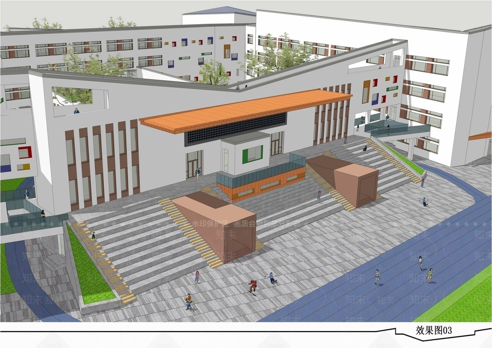 现代新中式学校建筑SU模型下载【ID:1195858509】