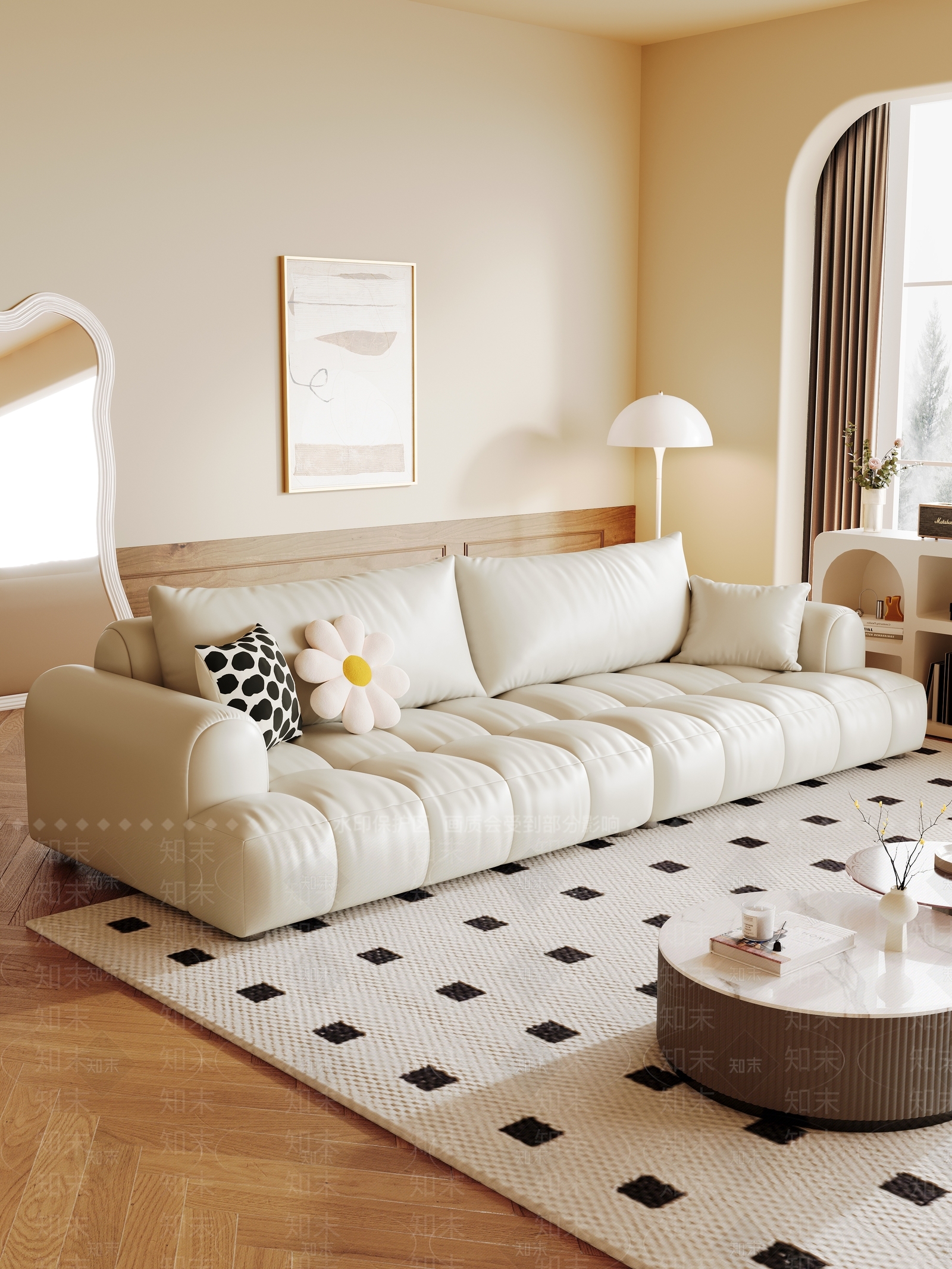 奶油北欧双人沙发3D模型下载【ID:1195859237】