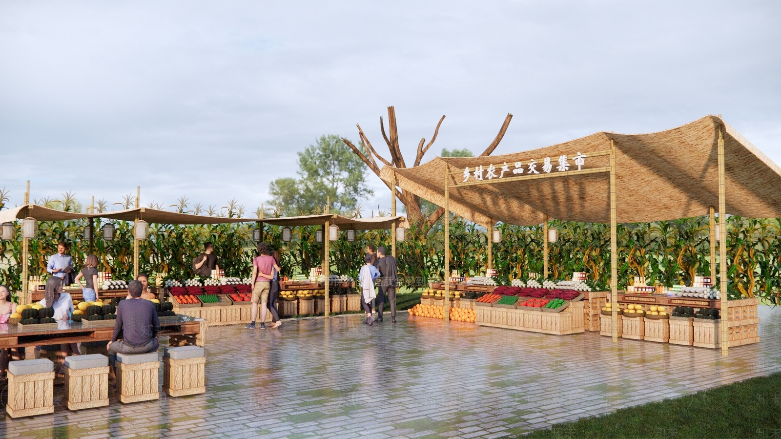 现代乡村商业街集市SU模型下载【ID:1195859803】