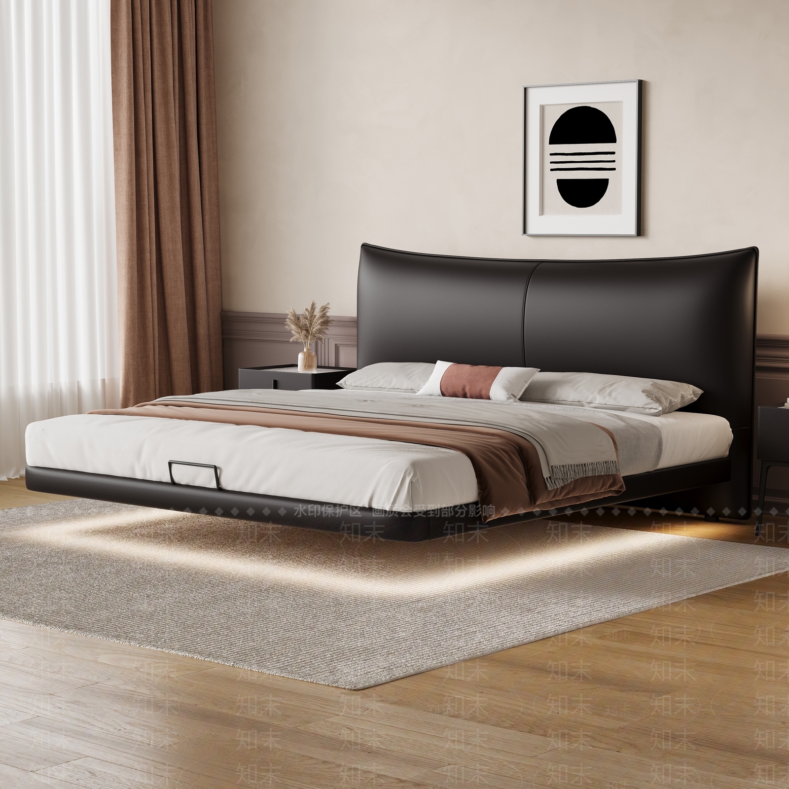 现代简约双人床3D模型下载【ID:1195860158】