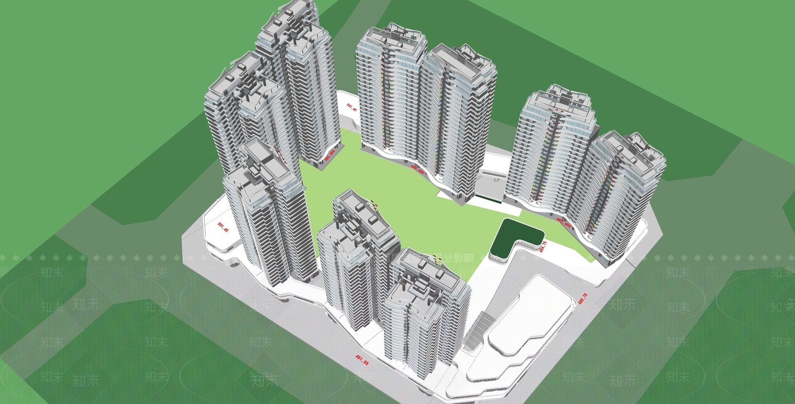 现代小区建筑SU模型下载【ID:1195859936】