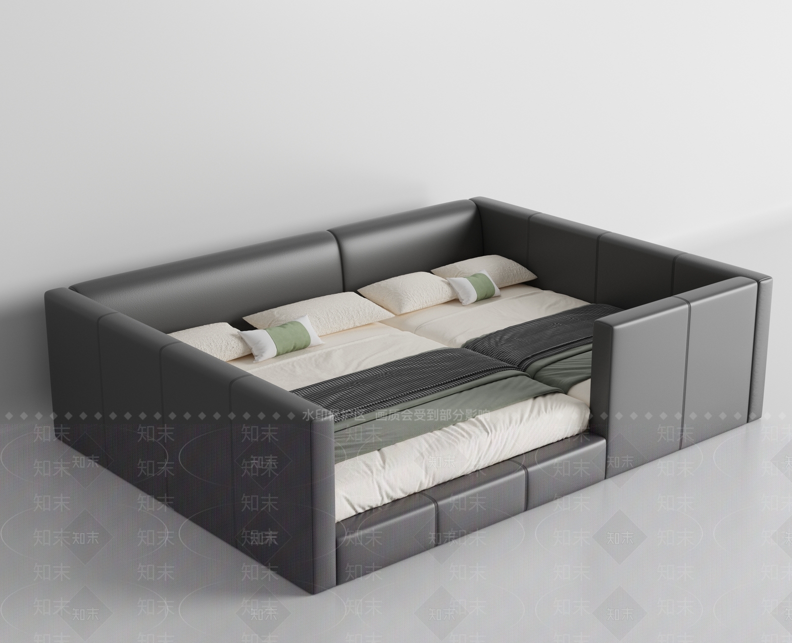 现代新中式其他床3D模型下载【ID:1195860801】
