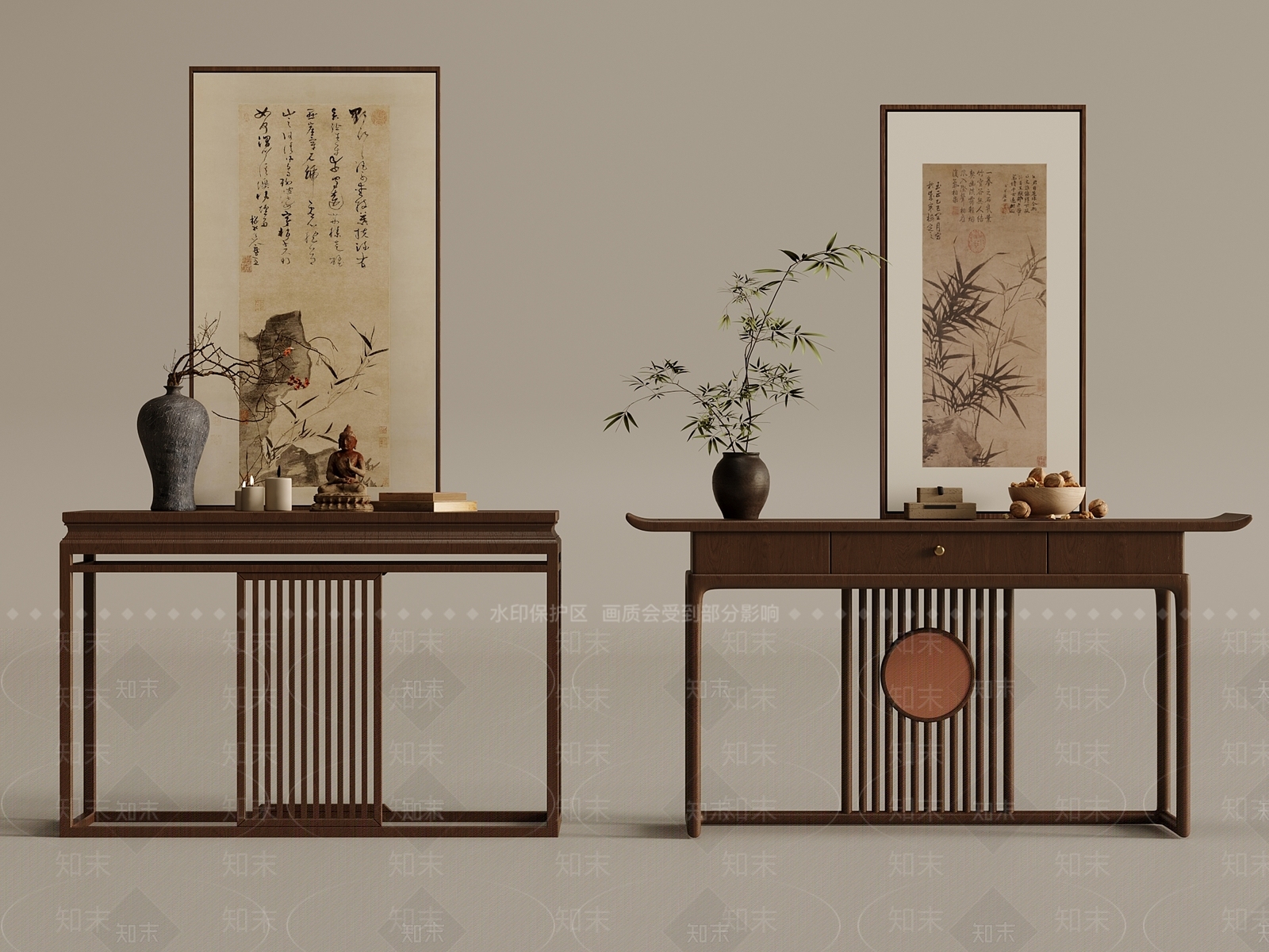 新中式条案3D模型下载【ID:1195860973】