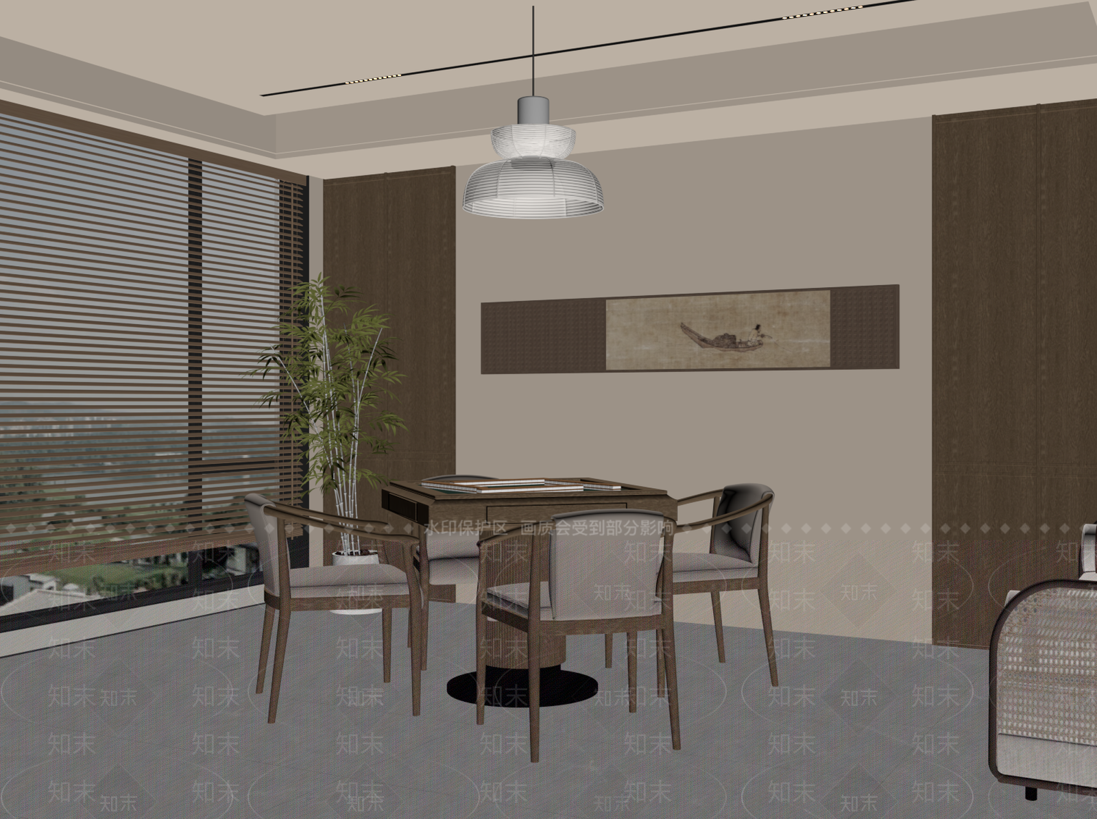 新中式棋牌室SU模型下载【ID:1195862871】