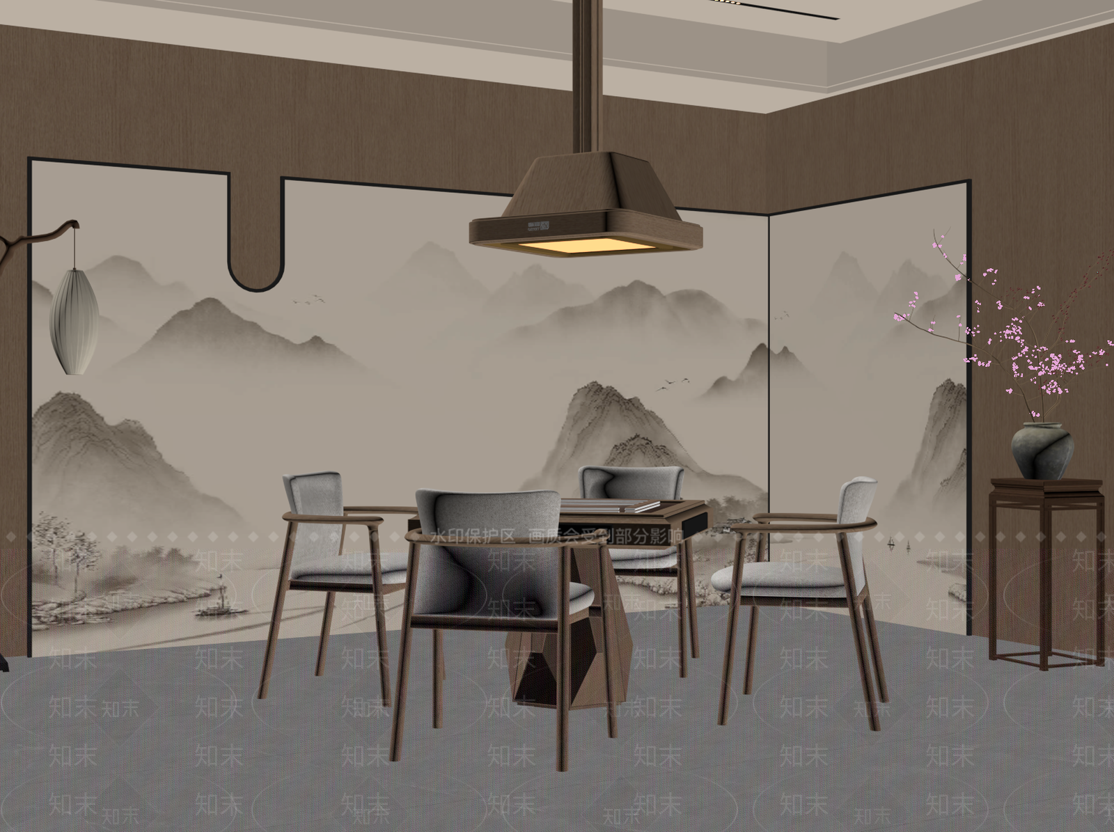 新中式棋牌室SU模型下载【ID:1195863064】