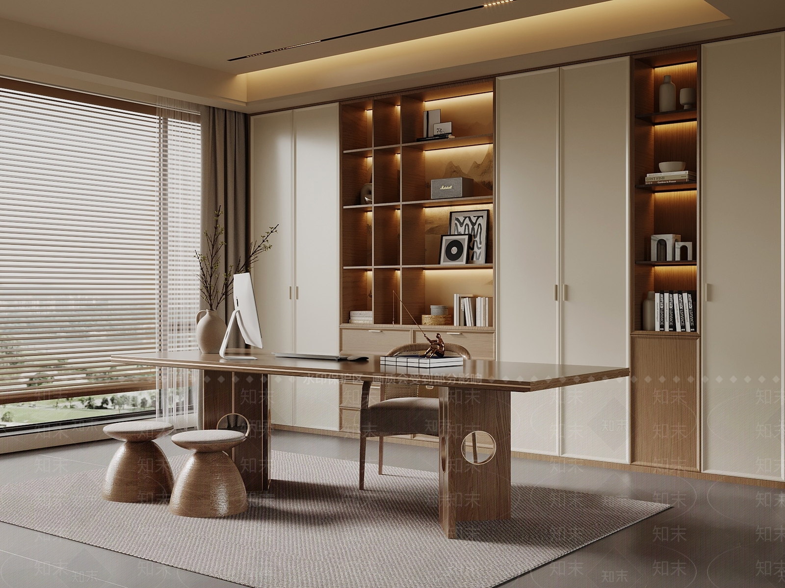 新中式书房3D模型下载【ID:1195863386】
