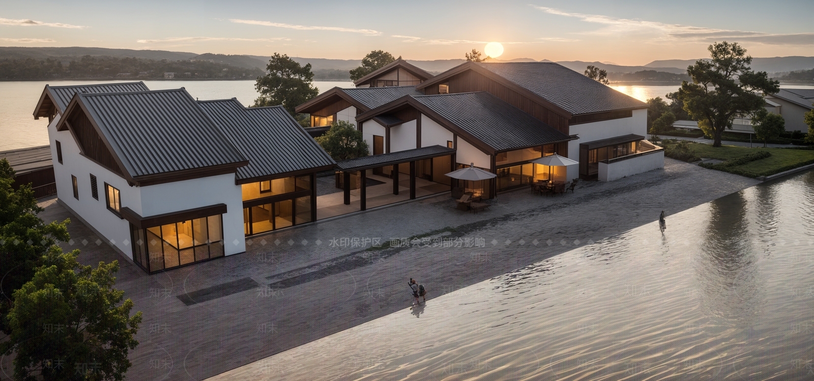 新中式民宿建筑SU模型下载【ID:1195868632】