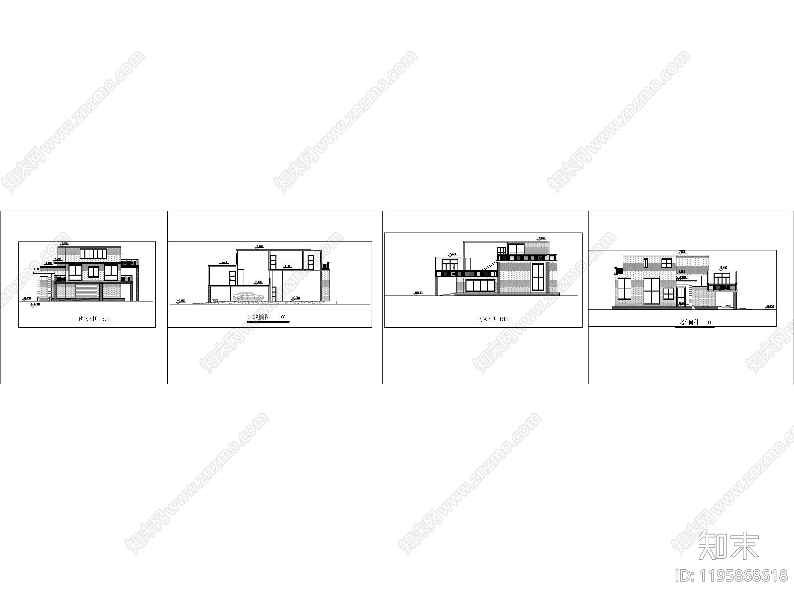 中式别墅建筑施工图下载【ID:1195868618】