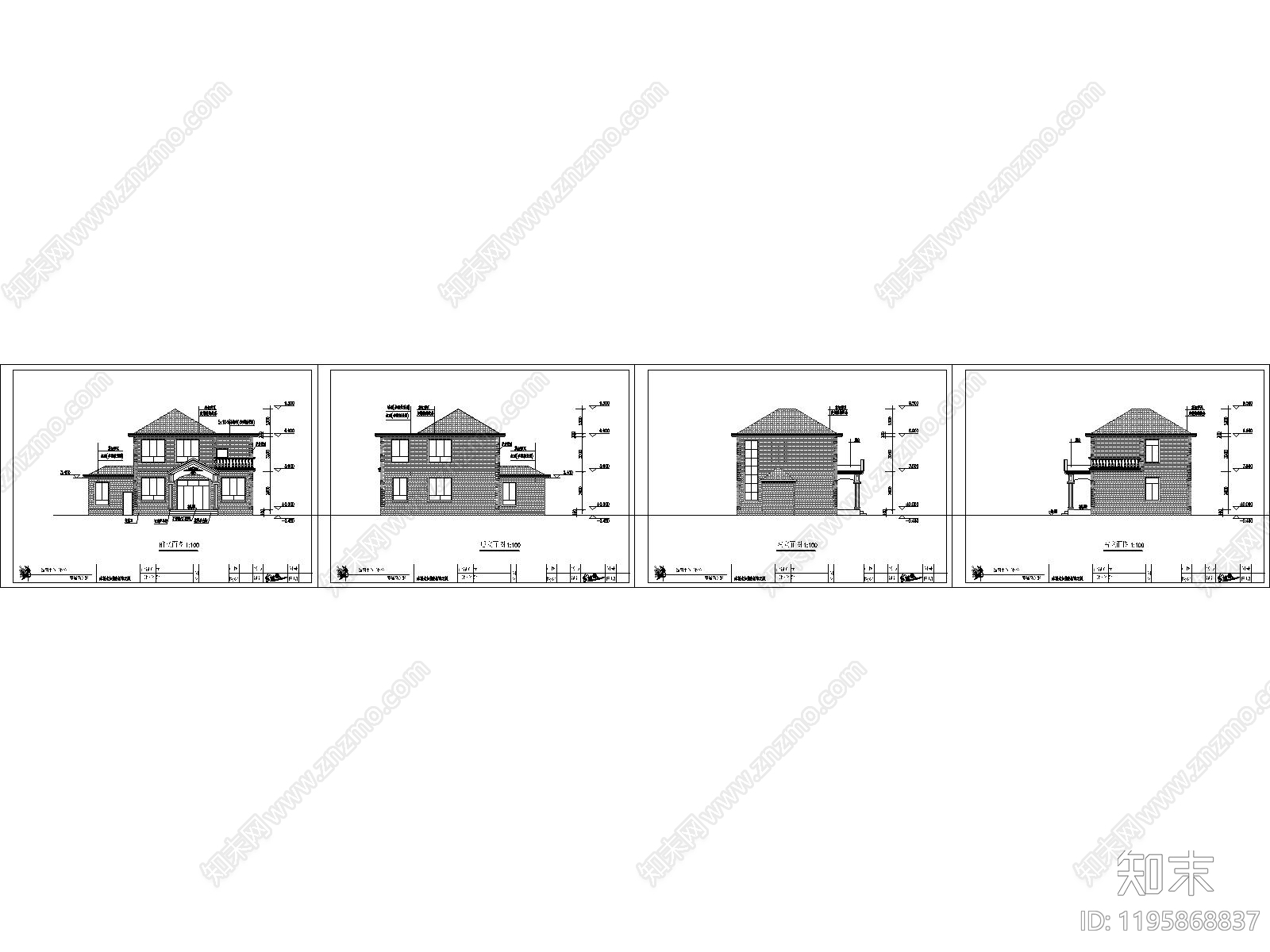 新中式别墅建筑施工图下载【ID:1195868837】