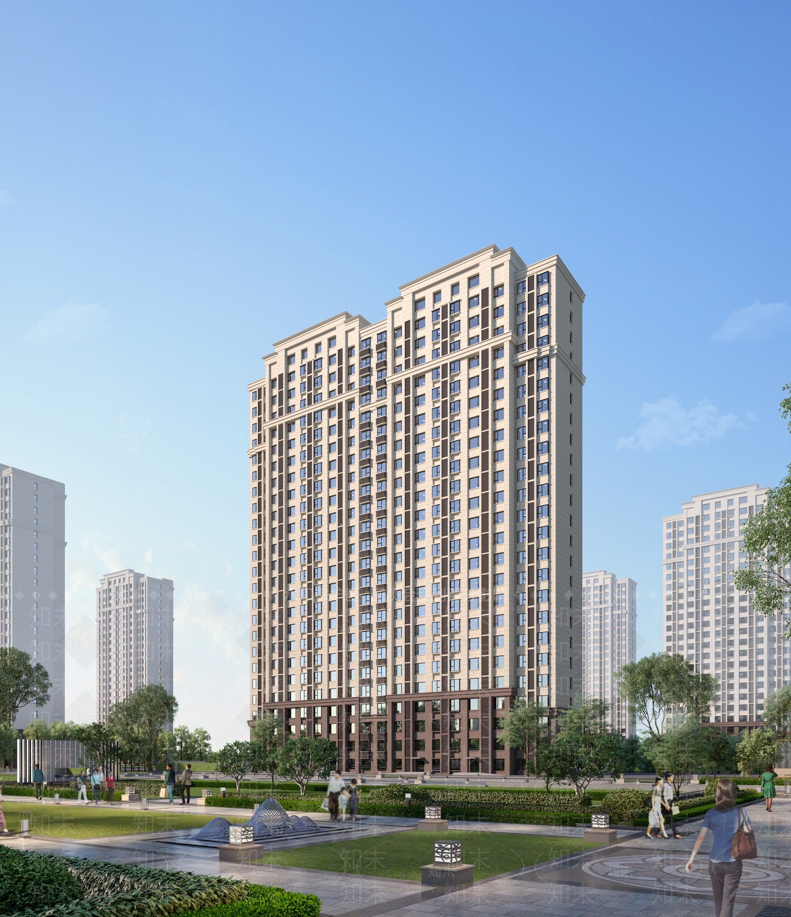 现代高层住宅3D模型下载【ID:1195869487】