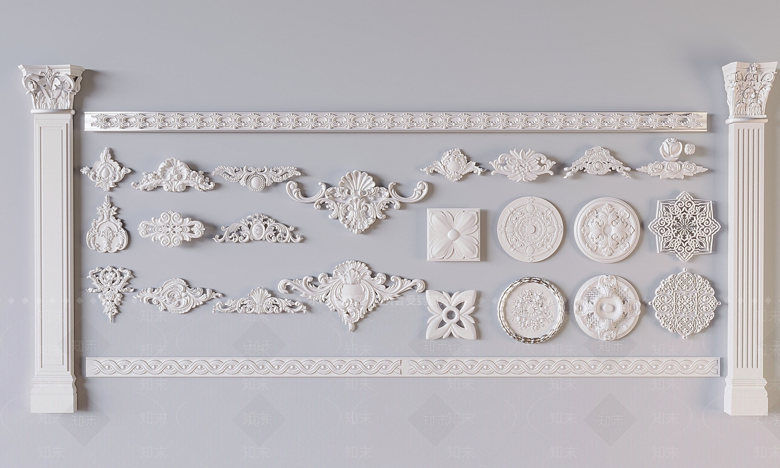 奶油法式柱子3D模型下载【ID:1195872377】