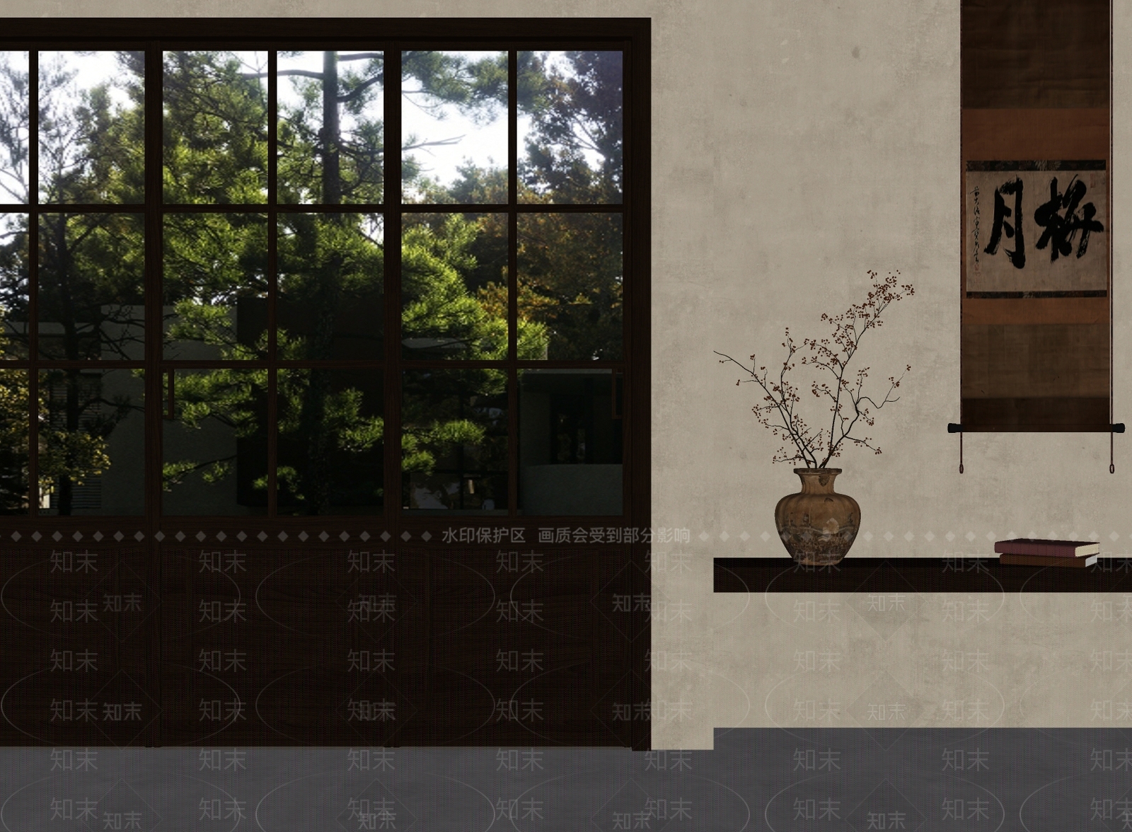 新中式推拉门SU模型下载【ID:1195874721】