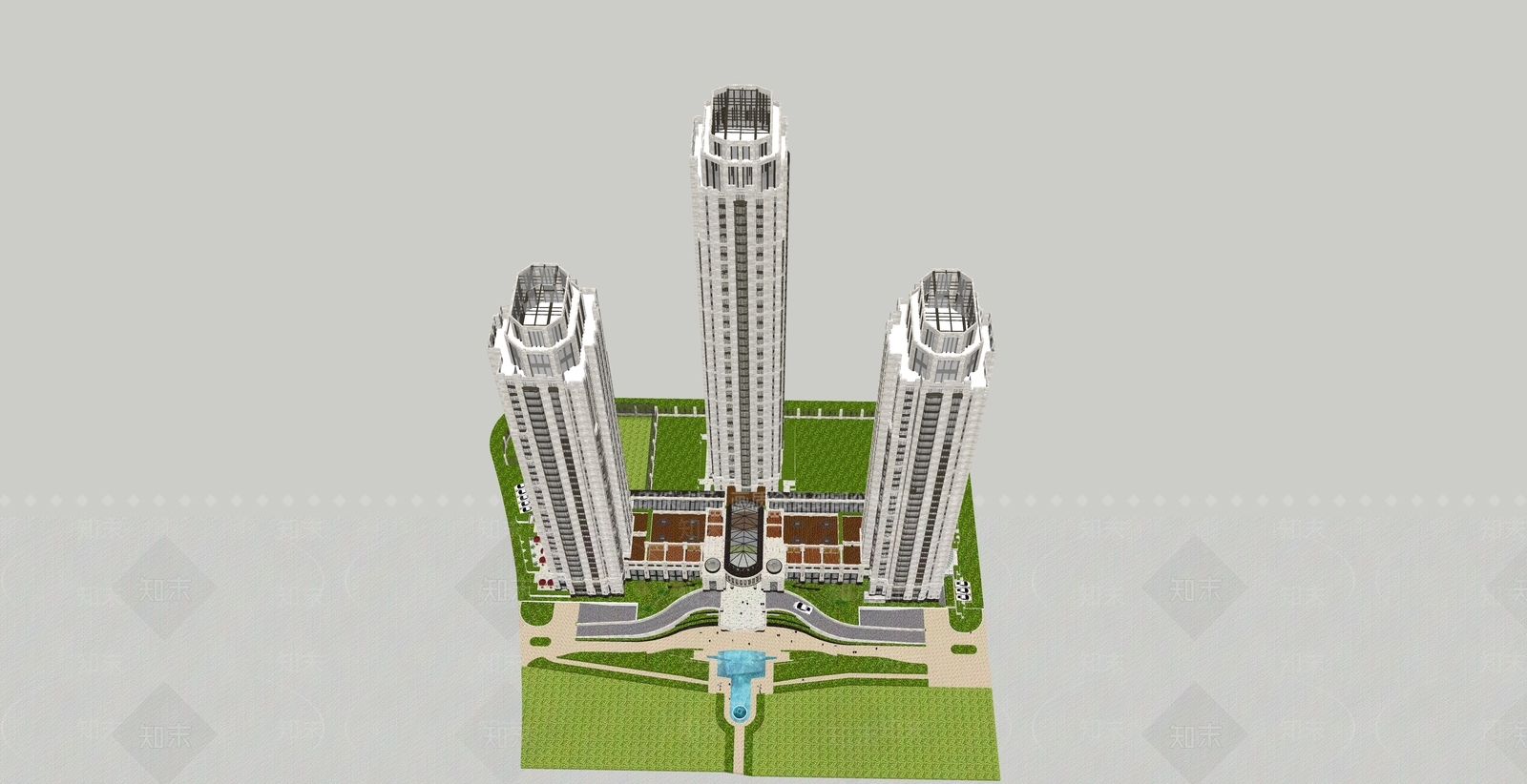 现代简欧商场建筑SU模型下载【ID:1195875876】
