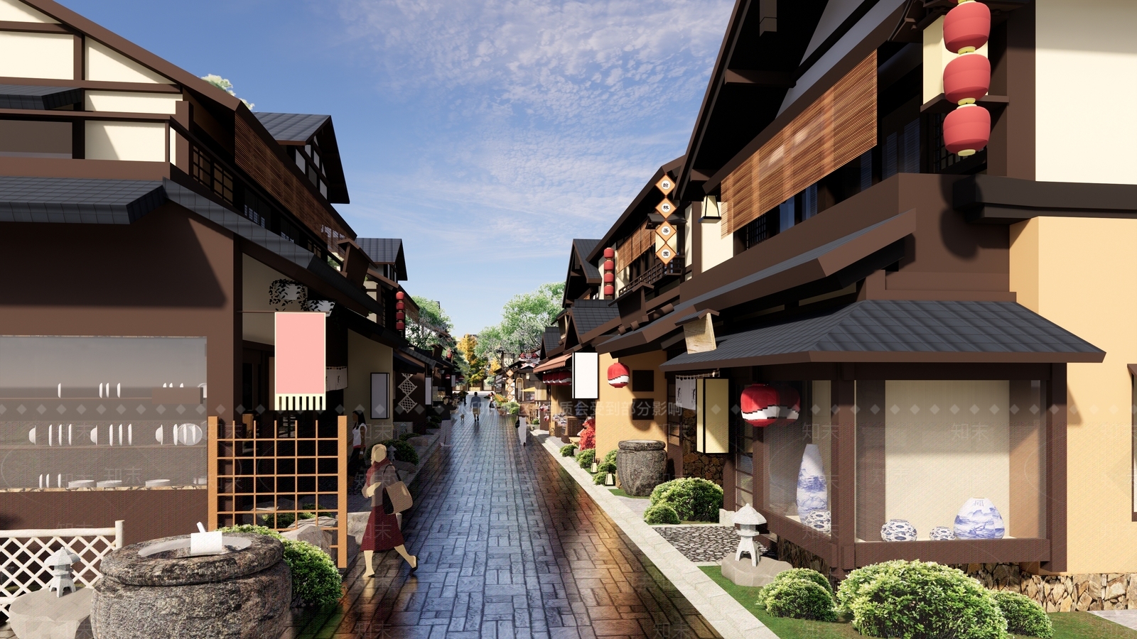新中式中式商业街SU模型下载【ID:1195876259】
