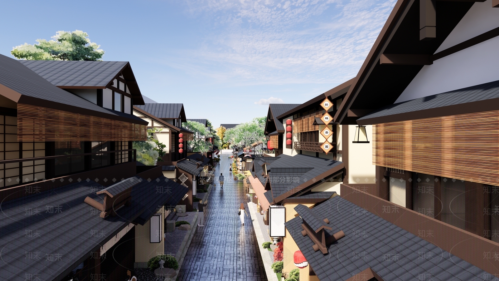 新中式中式商业街SU模型下载【ID:1195876259】