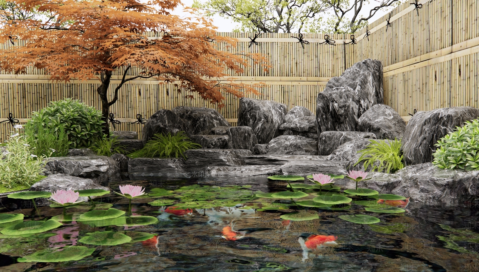 新中式水景SU模型下载【ID:1195880127】