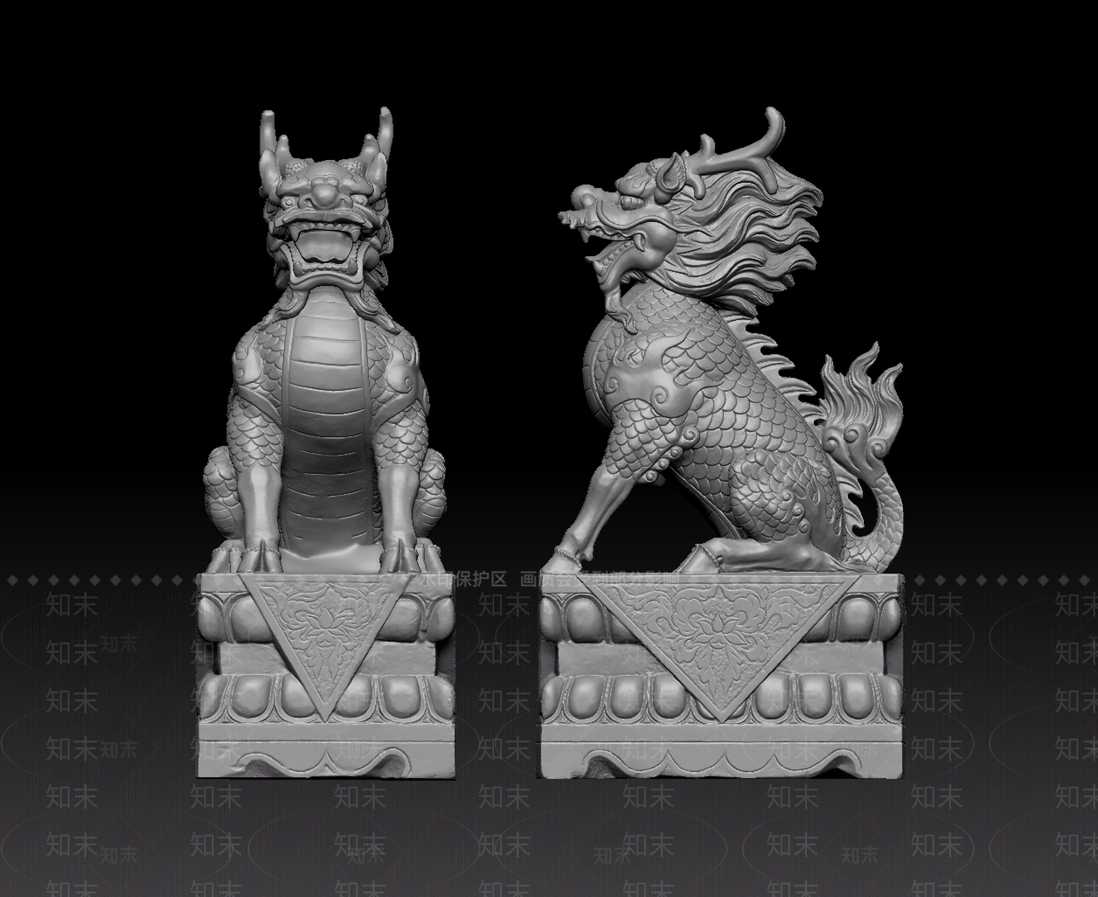 新中式复古雕塑摆件3D模型下载【ID:1195882040】