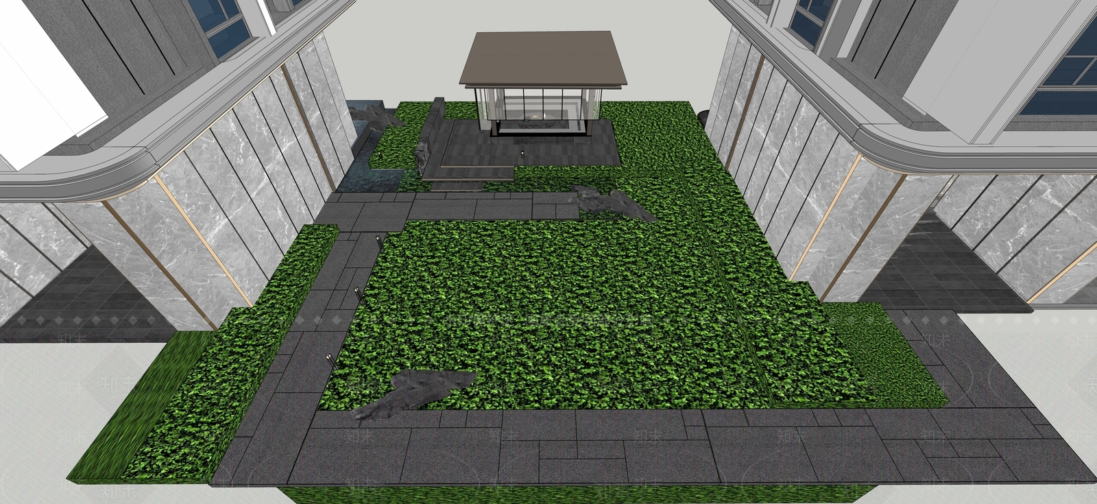 现代轻奢小区景观SU模型下载【ID:1195882403】