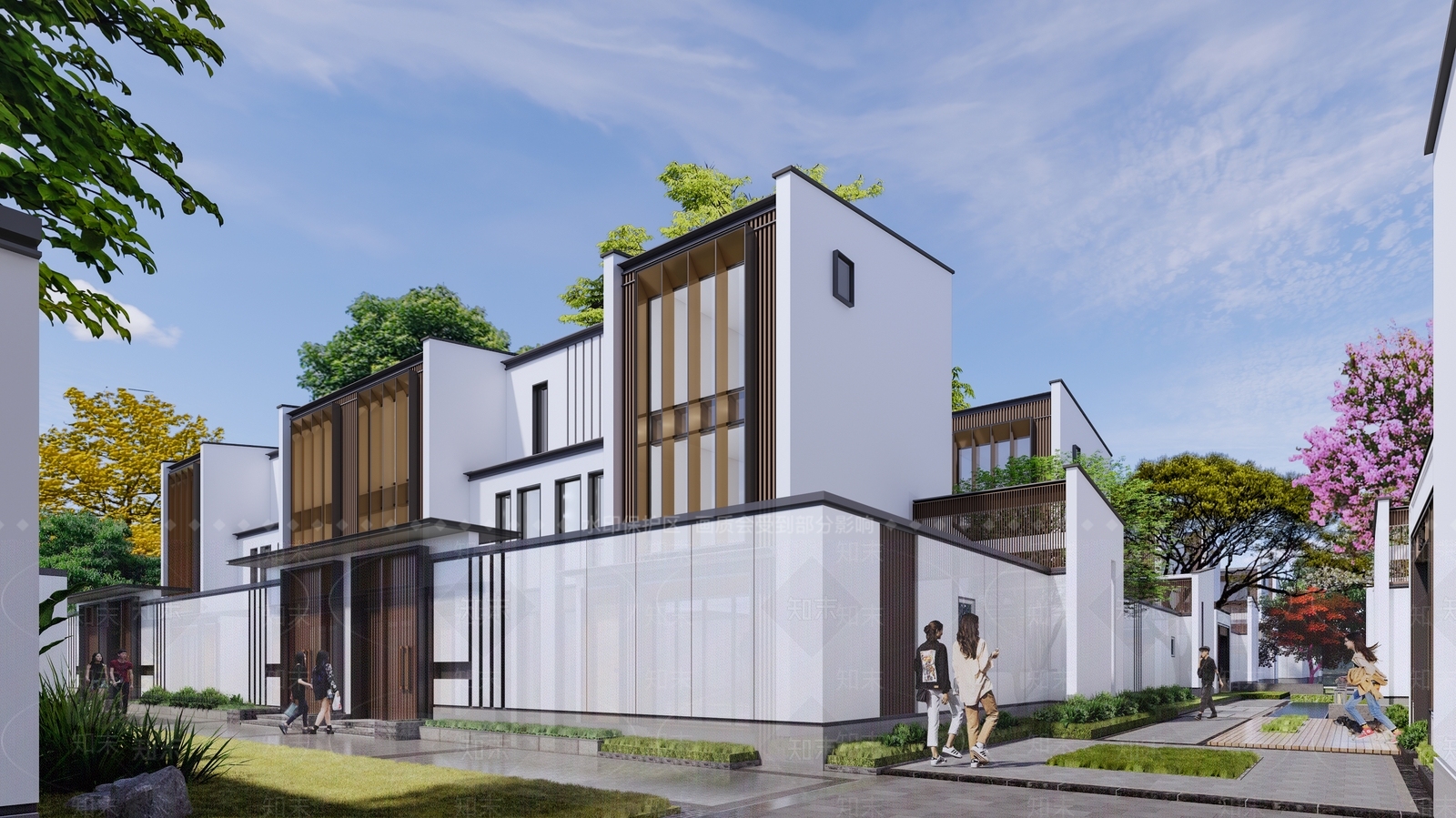 新中式现代联排别墅SU模型下载【ID:1195884234】