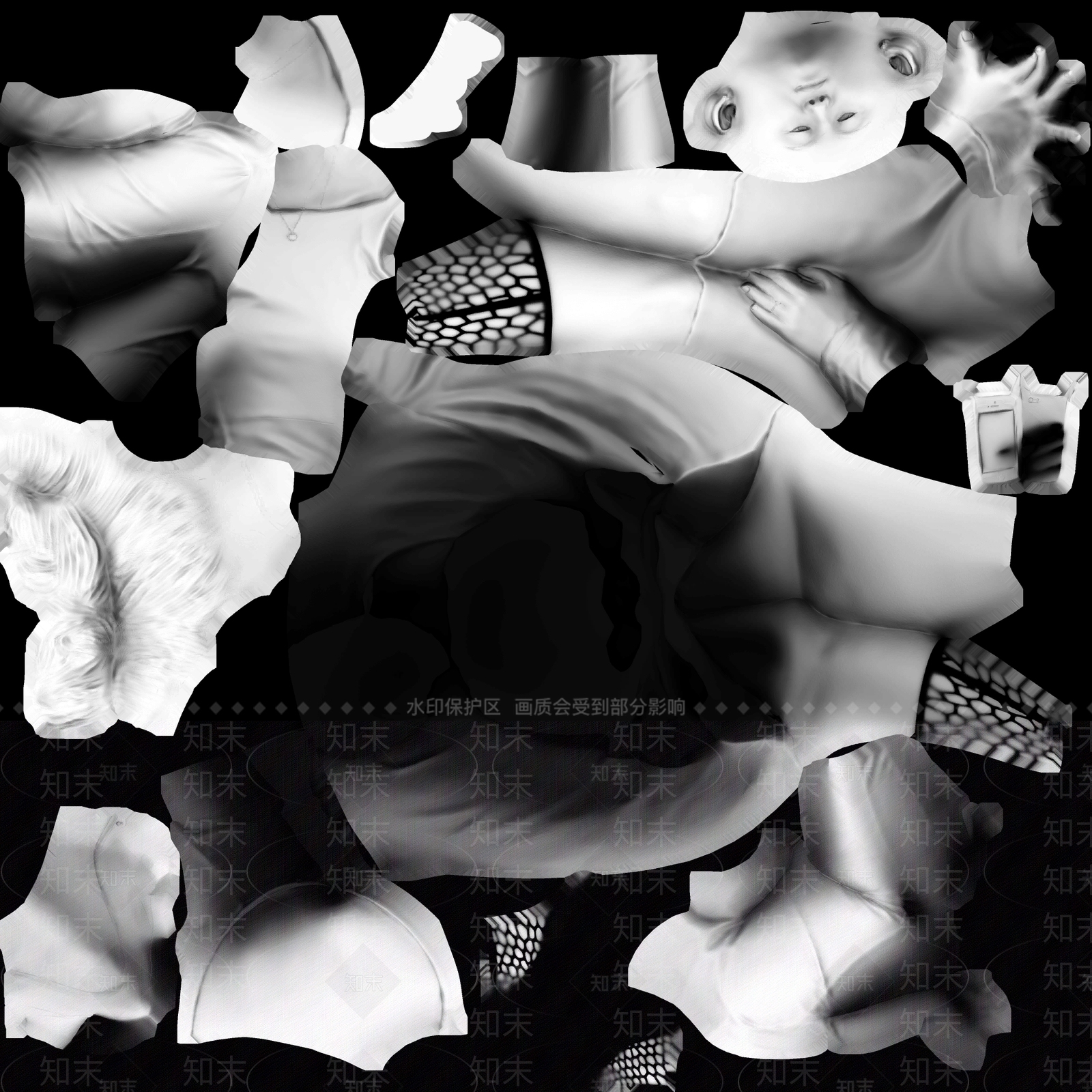 现代坐姿红色连衣裙看手机女3D模型下载【ID:1195885150】