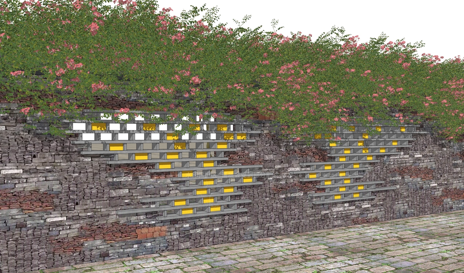 新中式景墙SU模型下载【ID:1195885816】