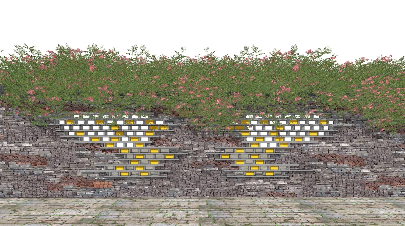 新中式景墙SU模型下载【ID:1195885816】