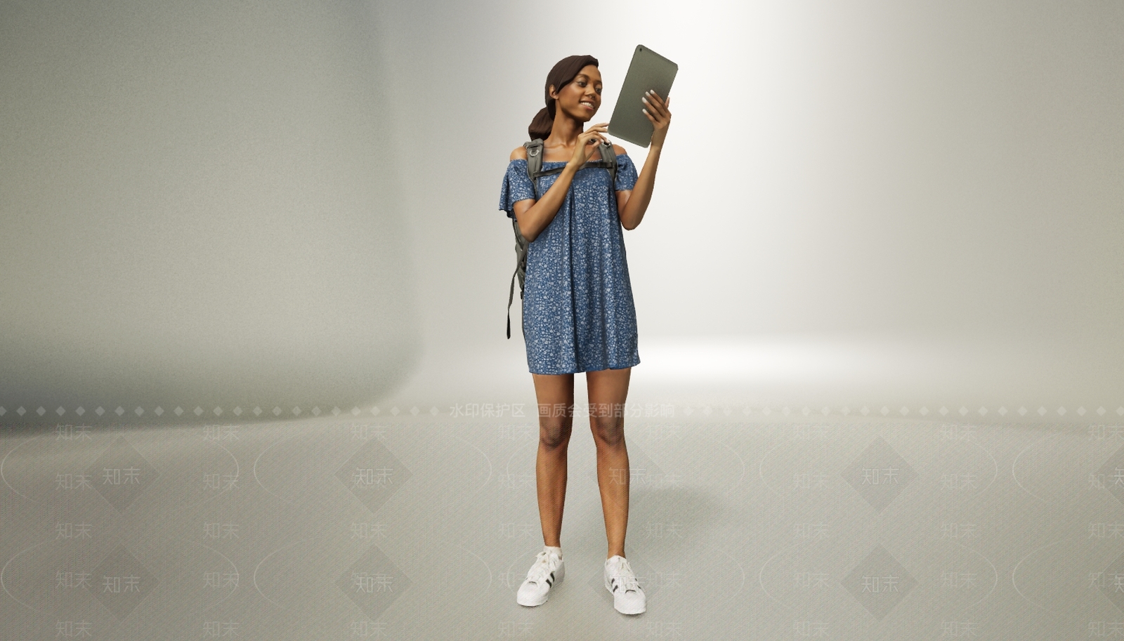 现代看文件看平板电脑女人3D模型下载【ID:1195885620】