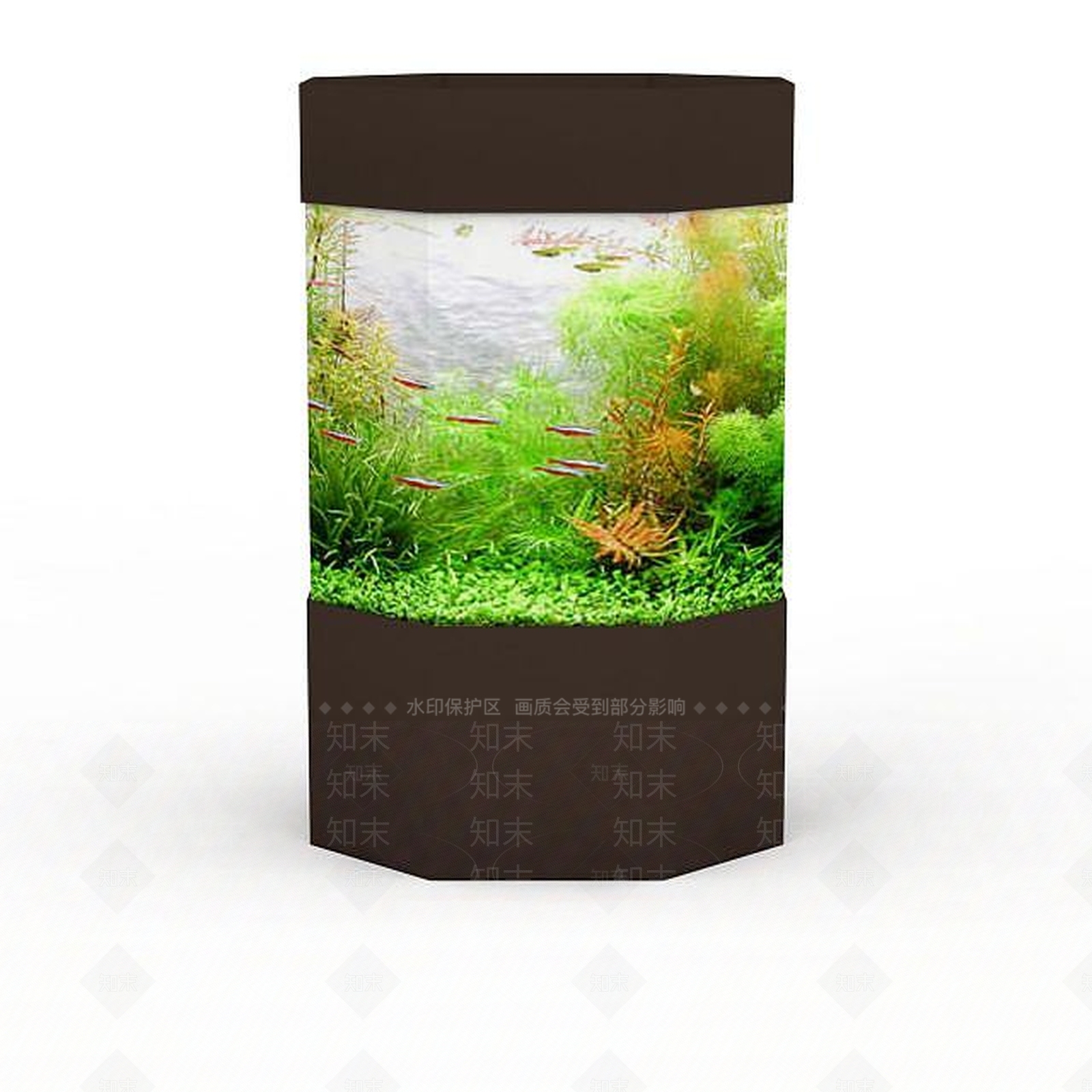 现代圆柱形鱼缸3D模型下载【ID:1195887107】