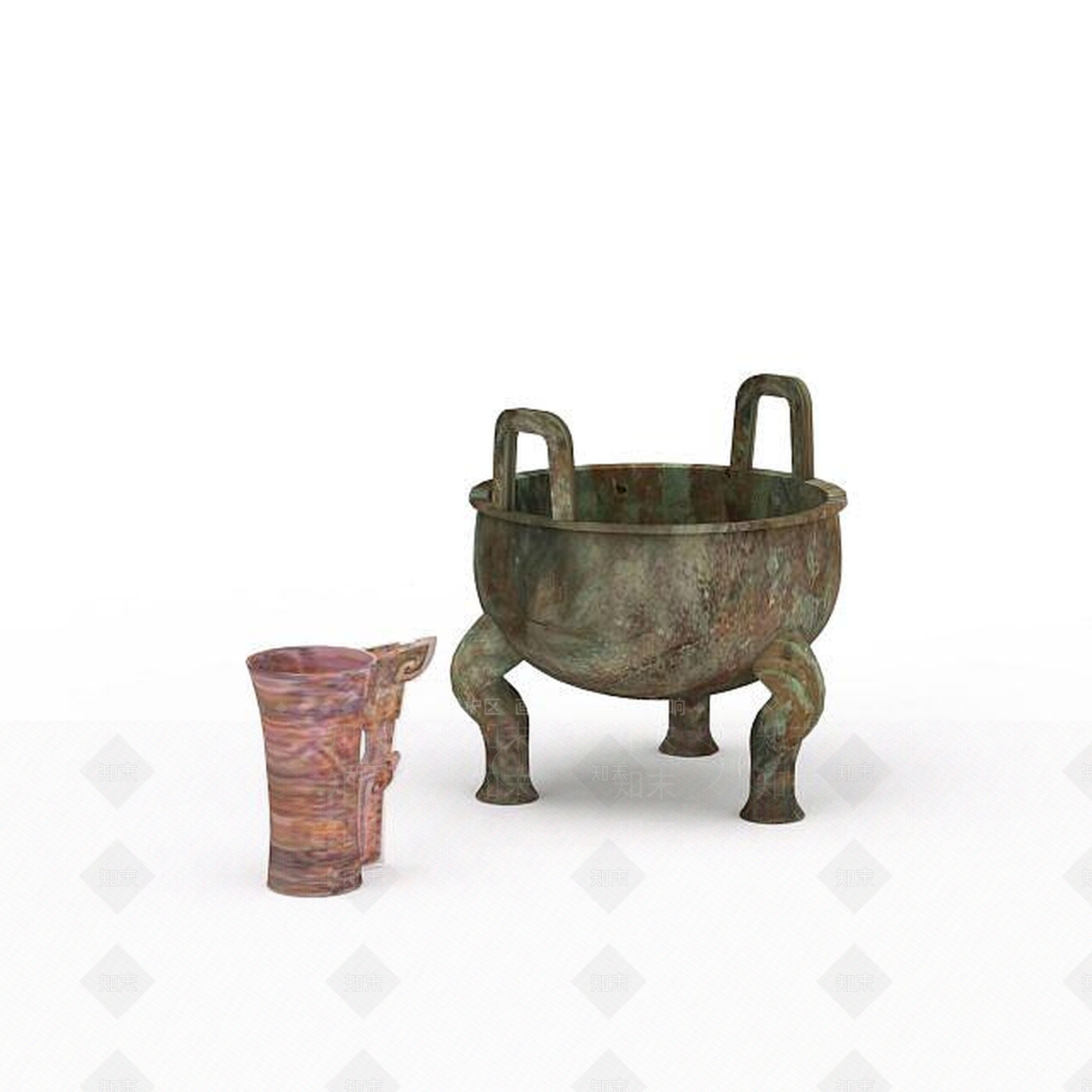 中式青铜器3D模型下载【ID:1195887690】