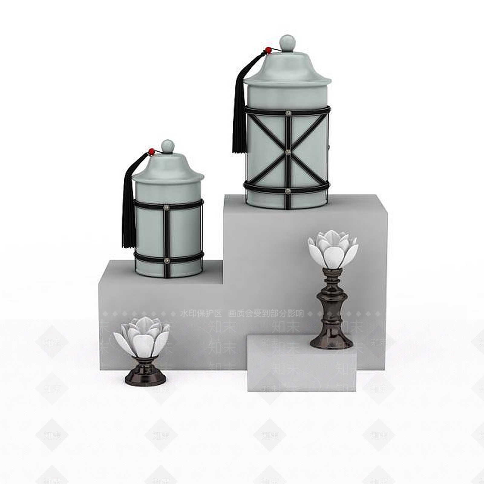 现代复古客厅装饰品3D模型下载【ID:1195888414】