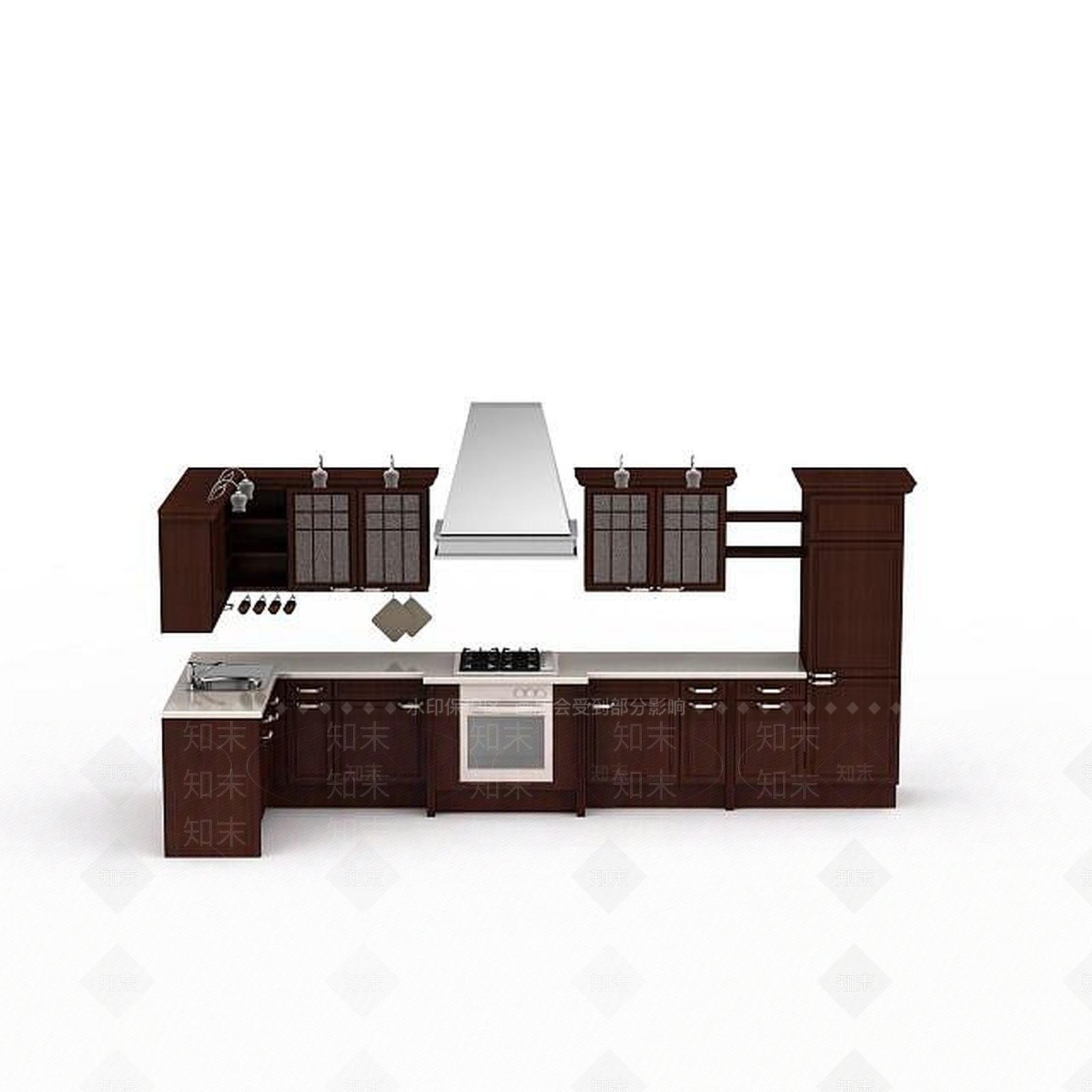 现代高档实木橱柜3D模型下载【ID:1195890731】