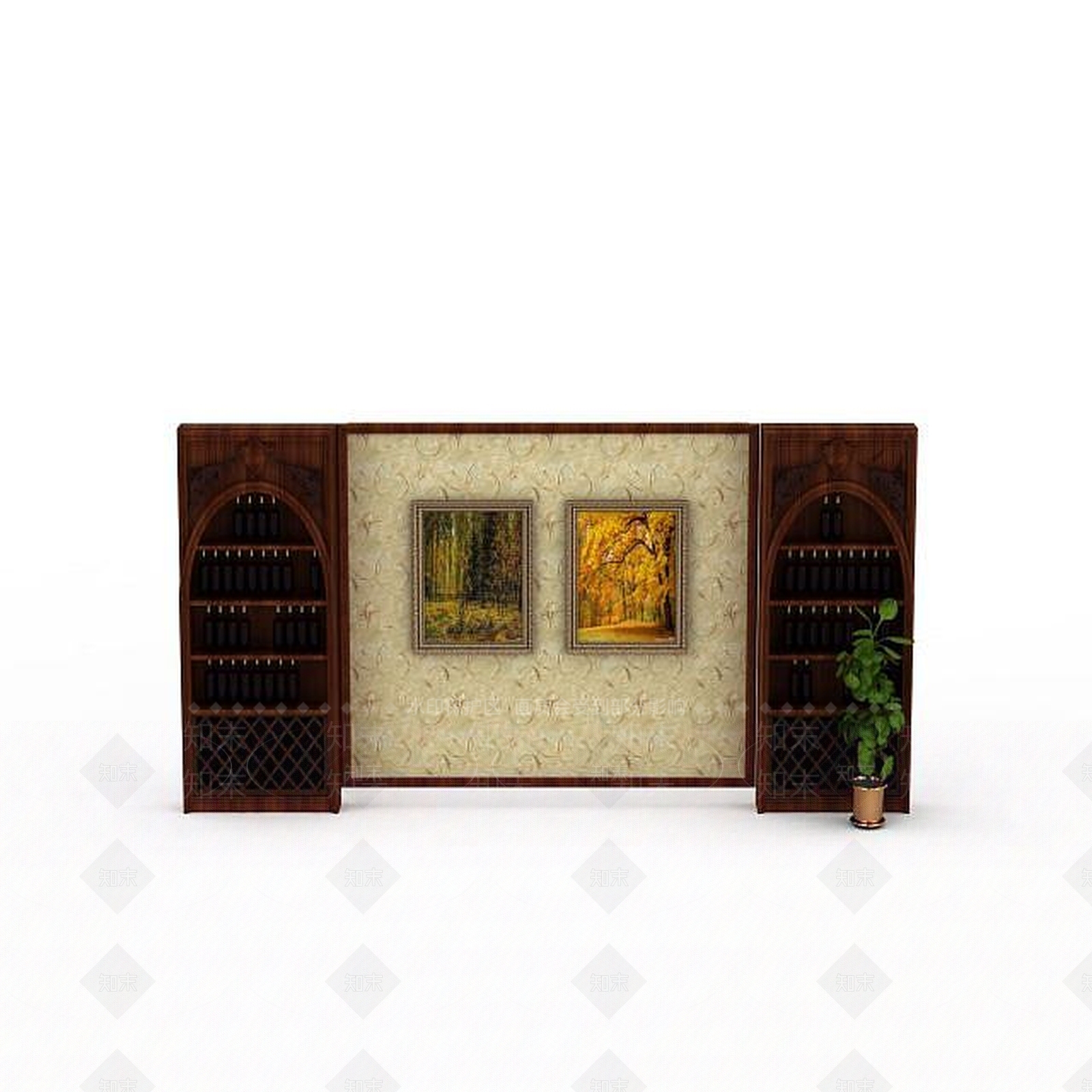 现代高档木质酒柜3D模型下载【ID:1195891031】