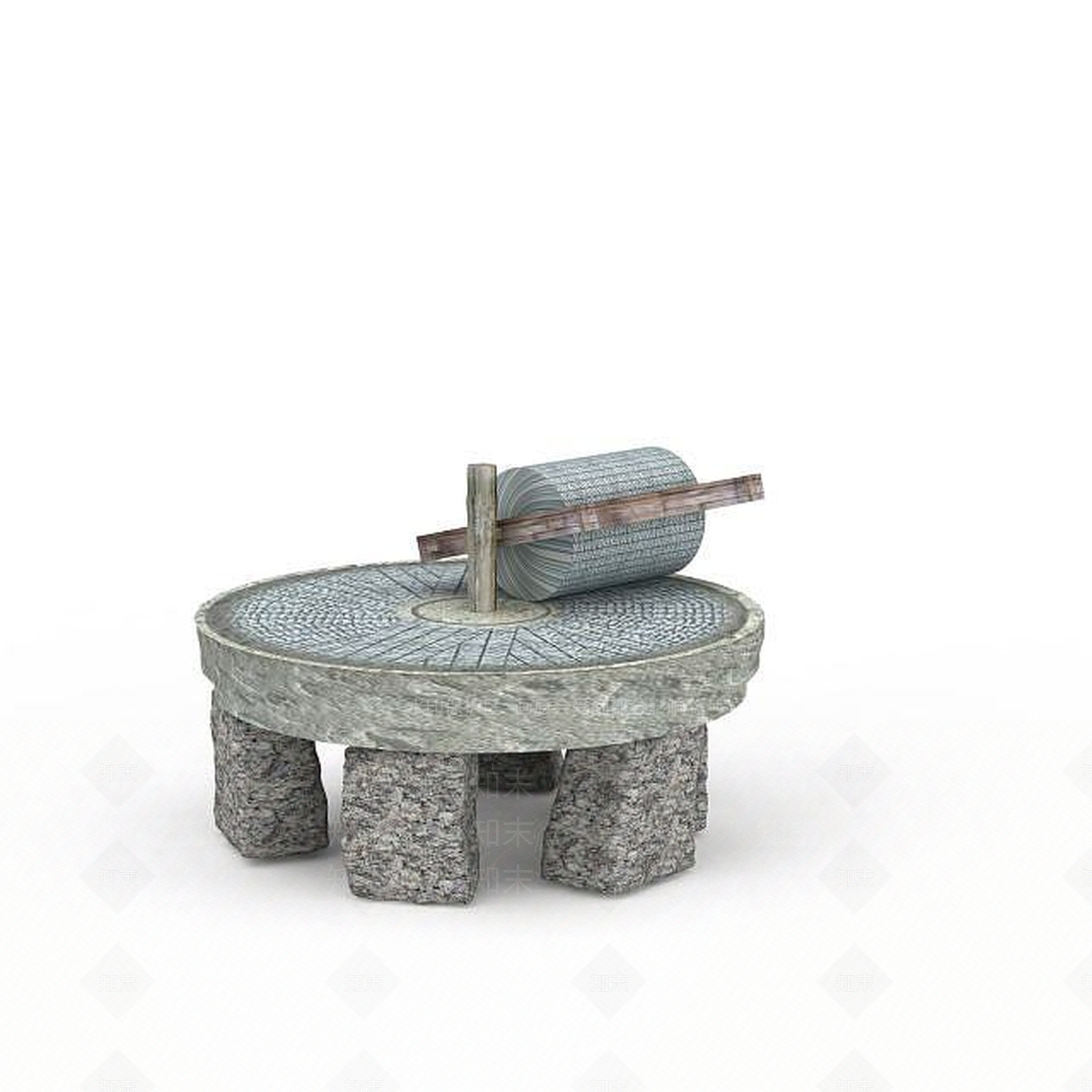 现代仿古石撵摆件3D模型下载【ID:1195892170】