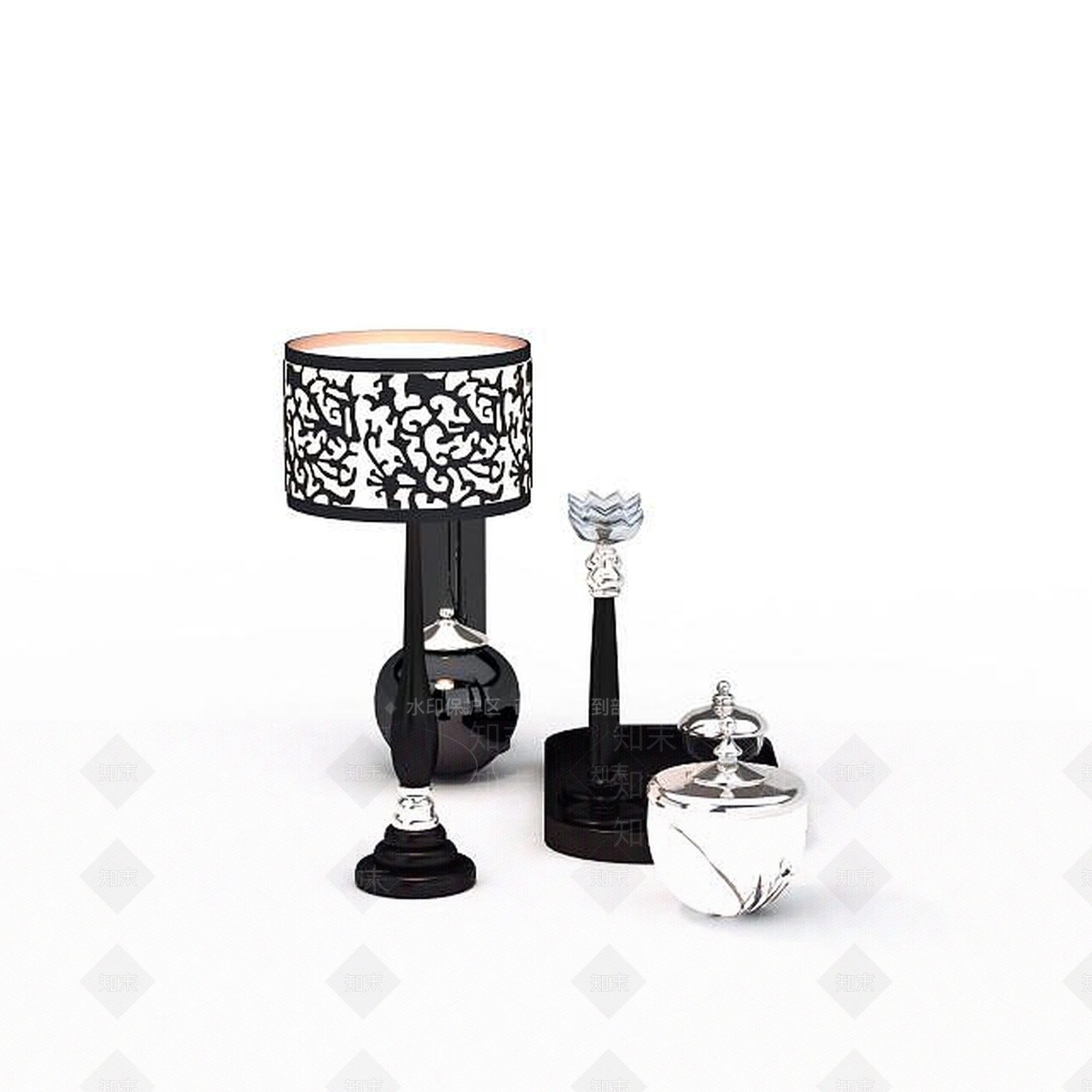 现代黑色瓷器摆设品3D模型下载【ID:1195892206】