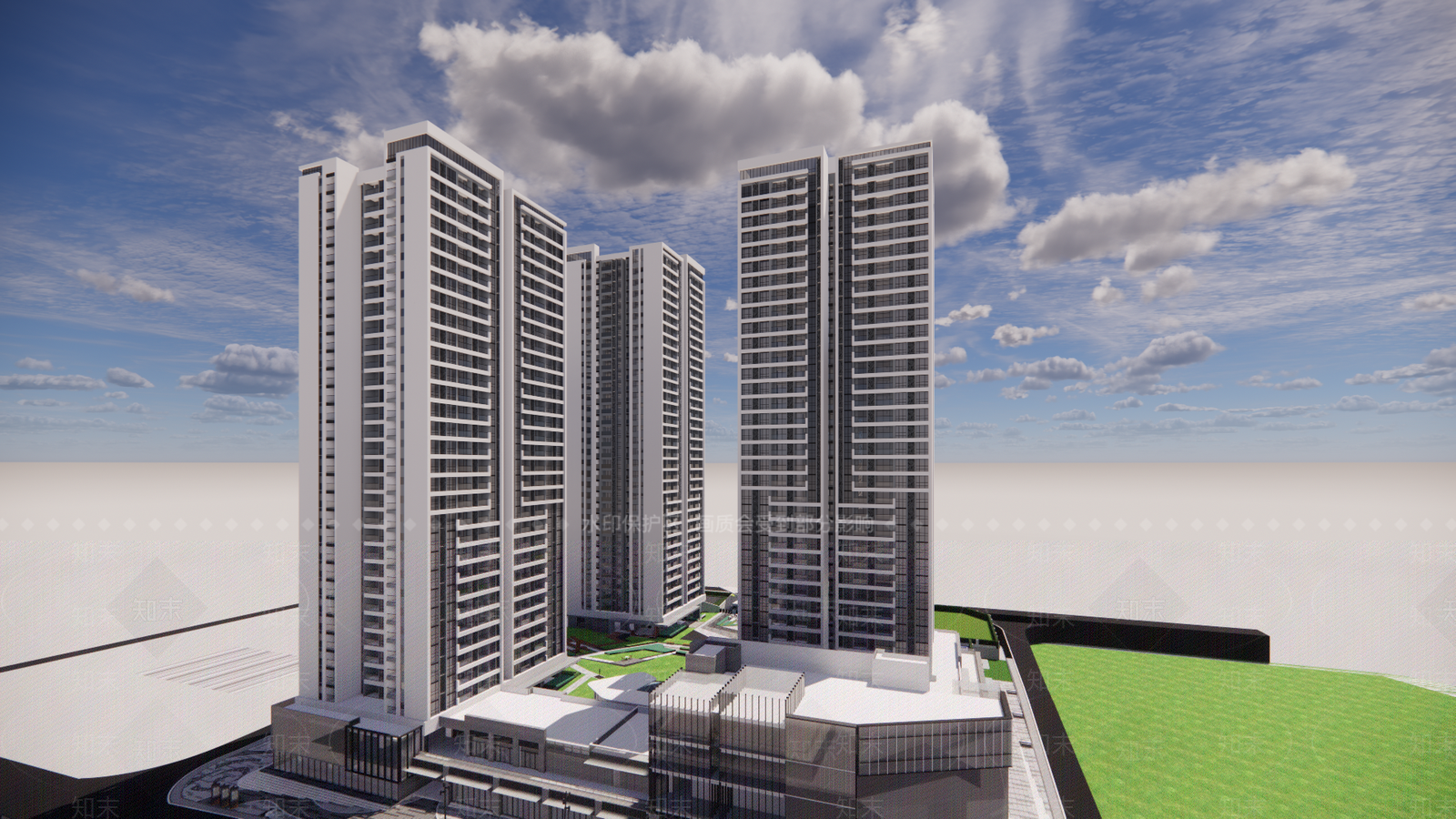 现代小区建筑SU模型下载【ID:1195892419】